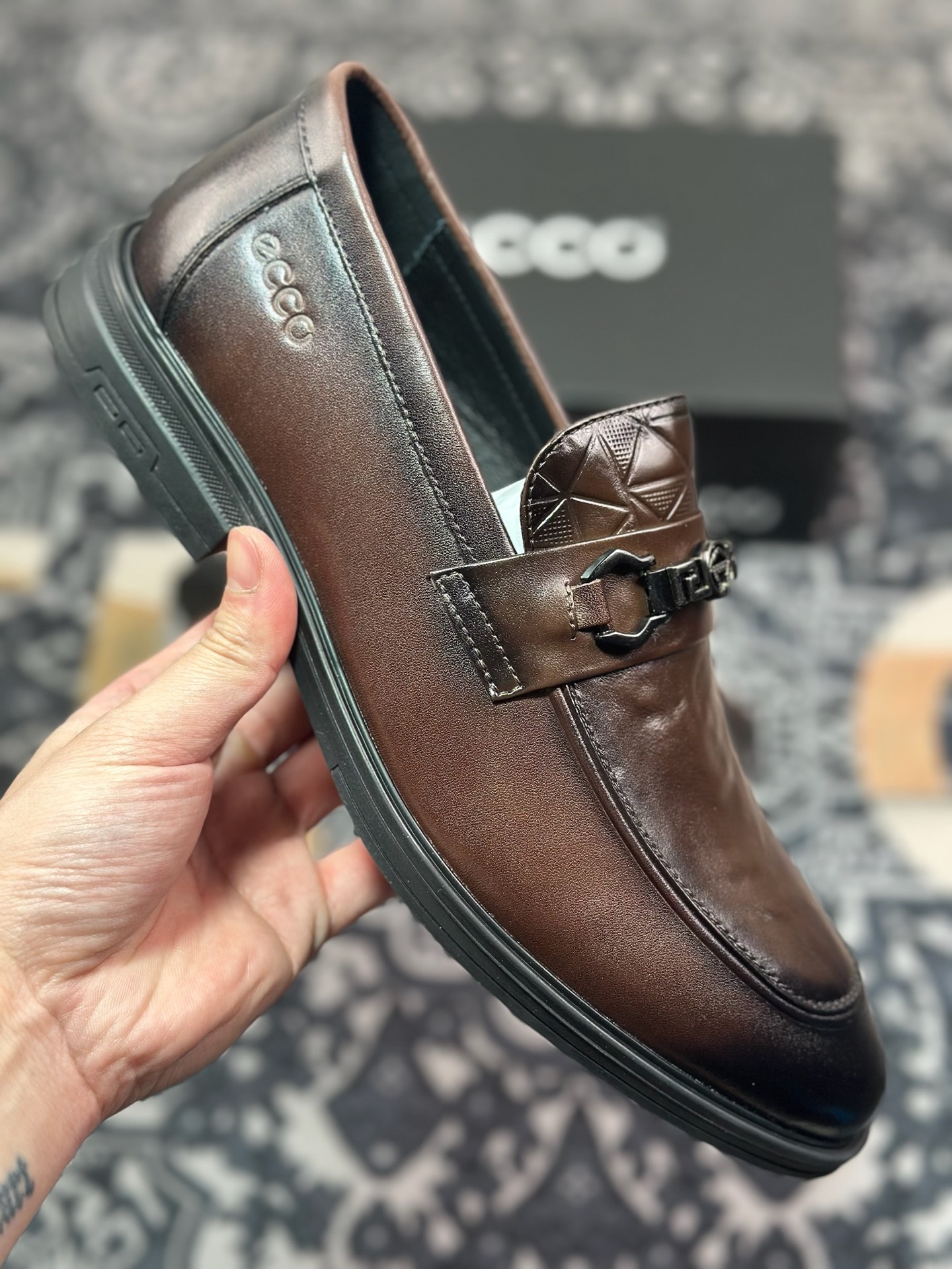 B5280 原装级别 ECCO爱步男士乐福鞋 套脚牛皮皮鞋