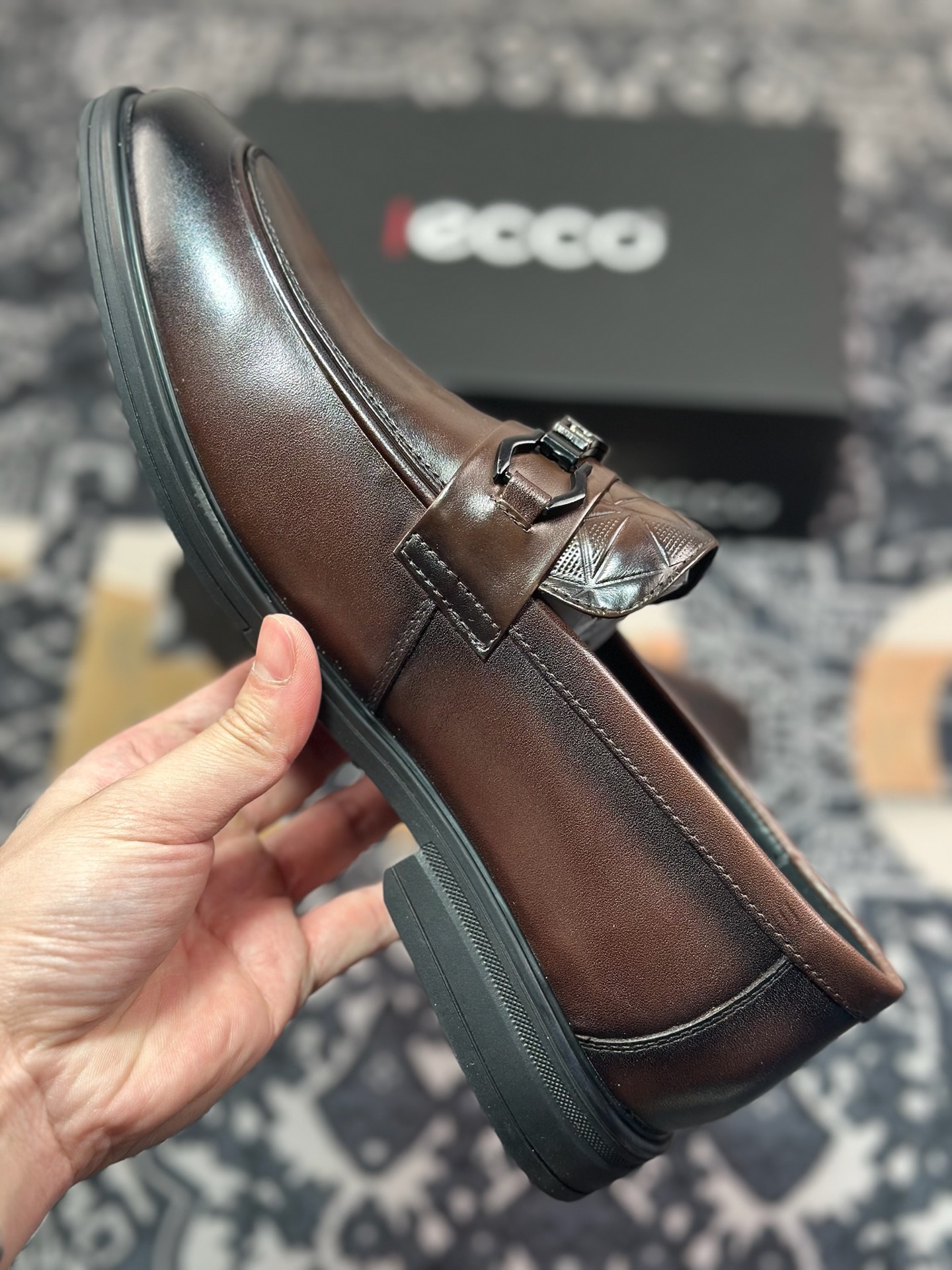 B5280 原装级别 ECCO爱步男士乐福鞋 套脚牛皮皮鞋