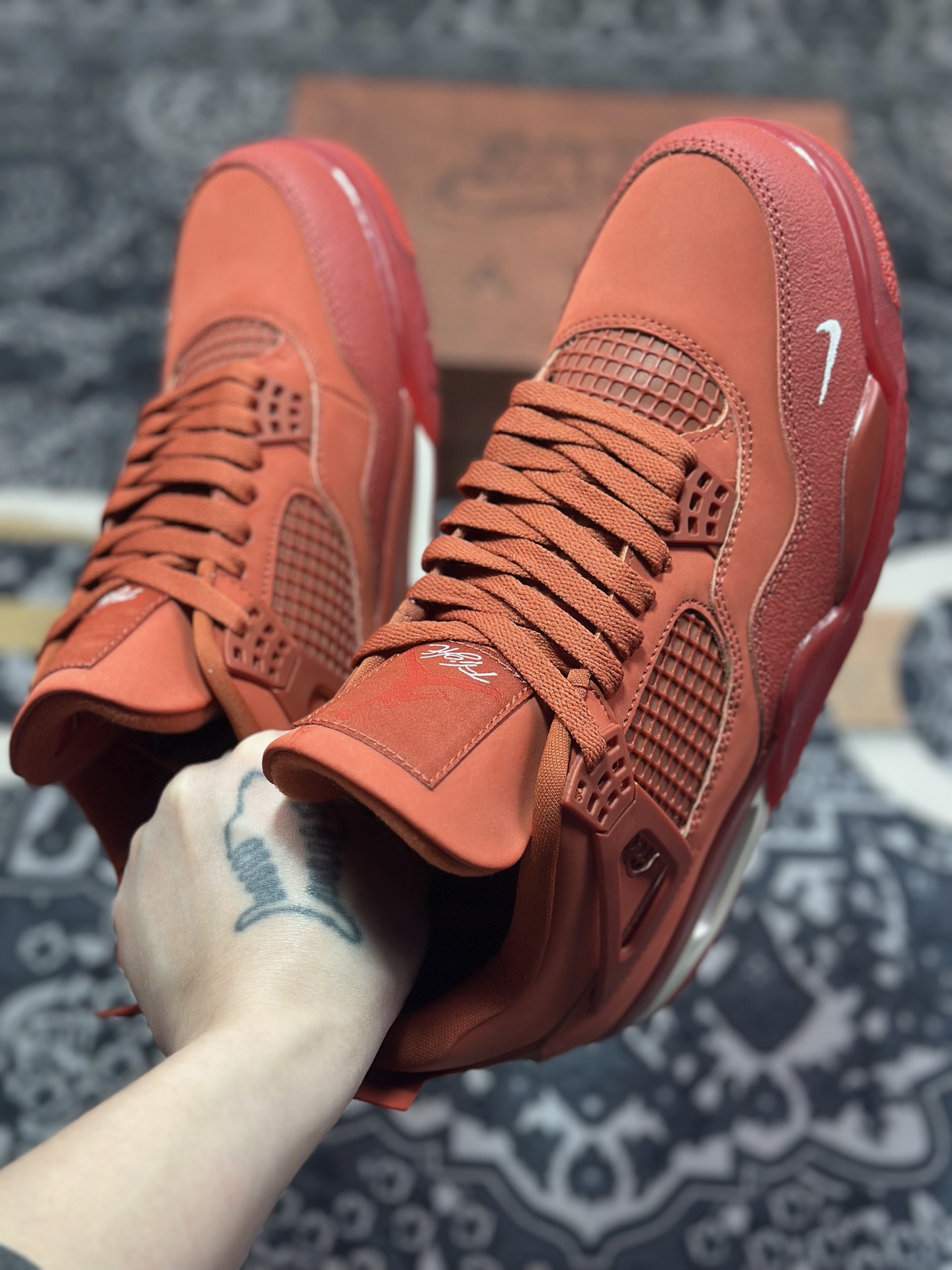 C2350 原装级别 Nigel Sylvester x Air Jordan 4 “Brick by Brick” BIKE 联名橙棕红砖 HF4340-800