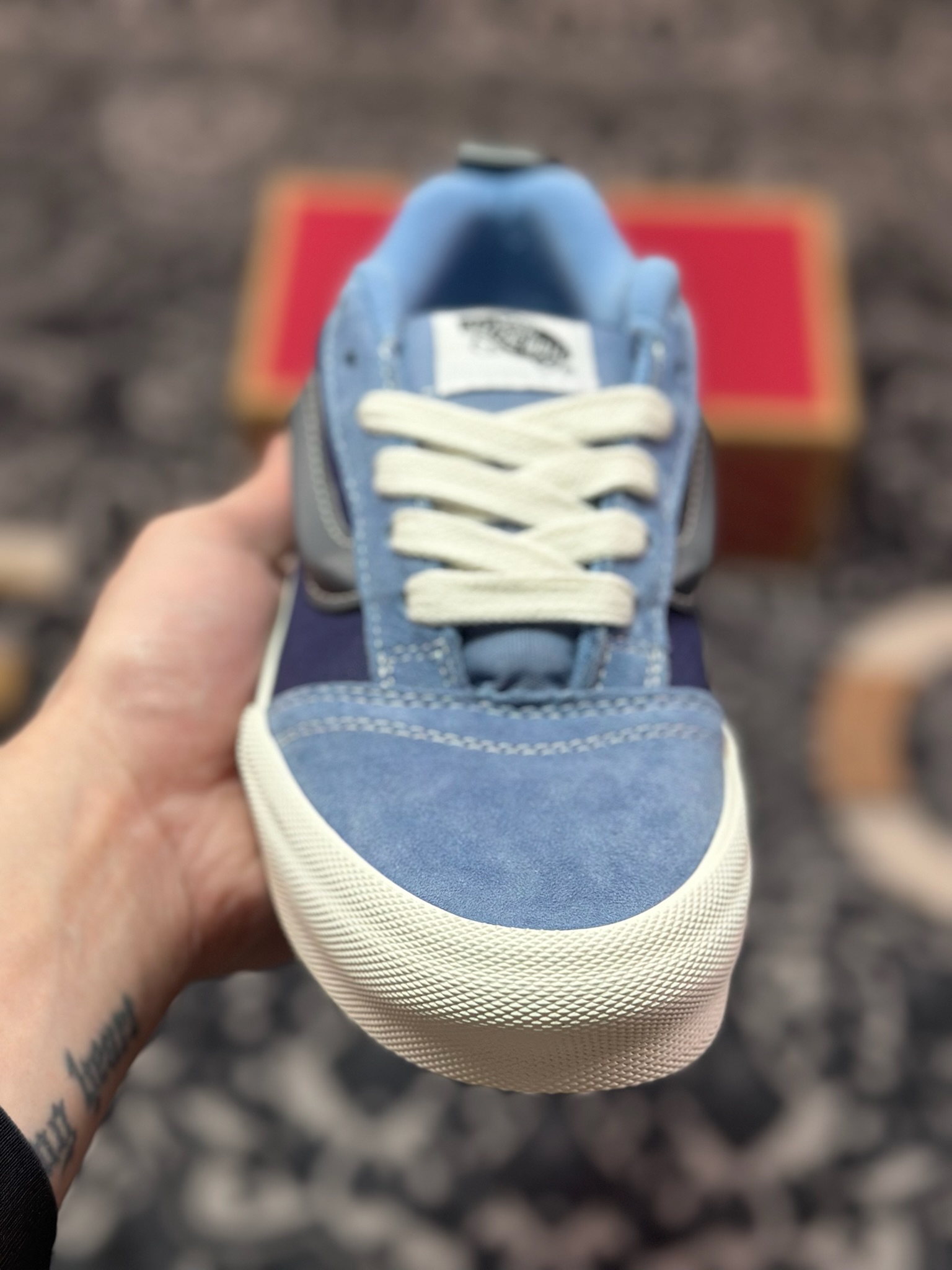 A1130 Vans Knu Skool 黑蓝拼接 官方新款 复古休闲胖胖面包鞋