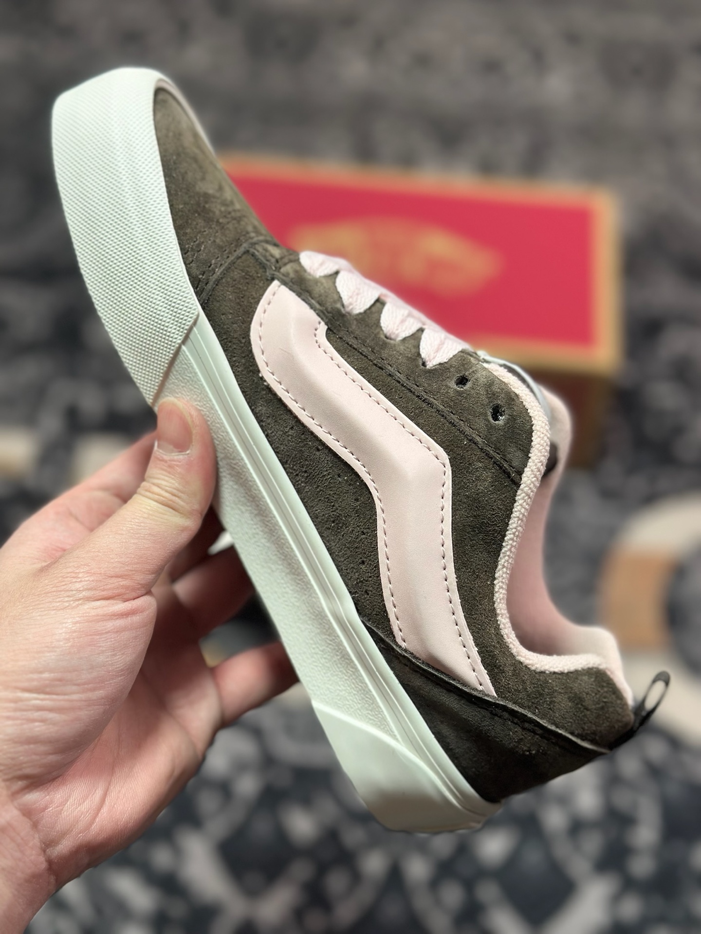 A2140 Vans Knu Skool 棕粉色 官方新款 复古休闲胖胖面包鞋 肥胖版大LOGO原版全皮猪八面料 VN000D75O3N