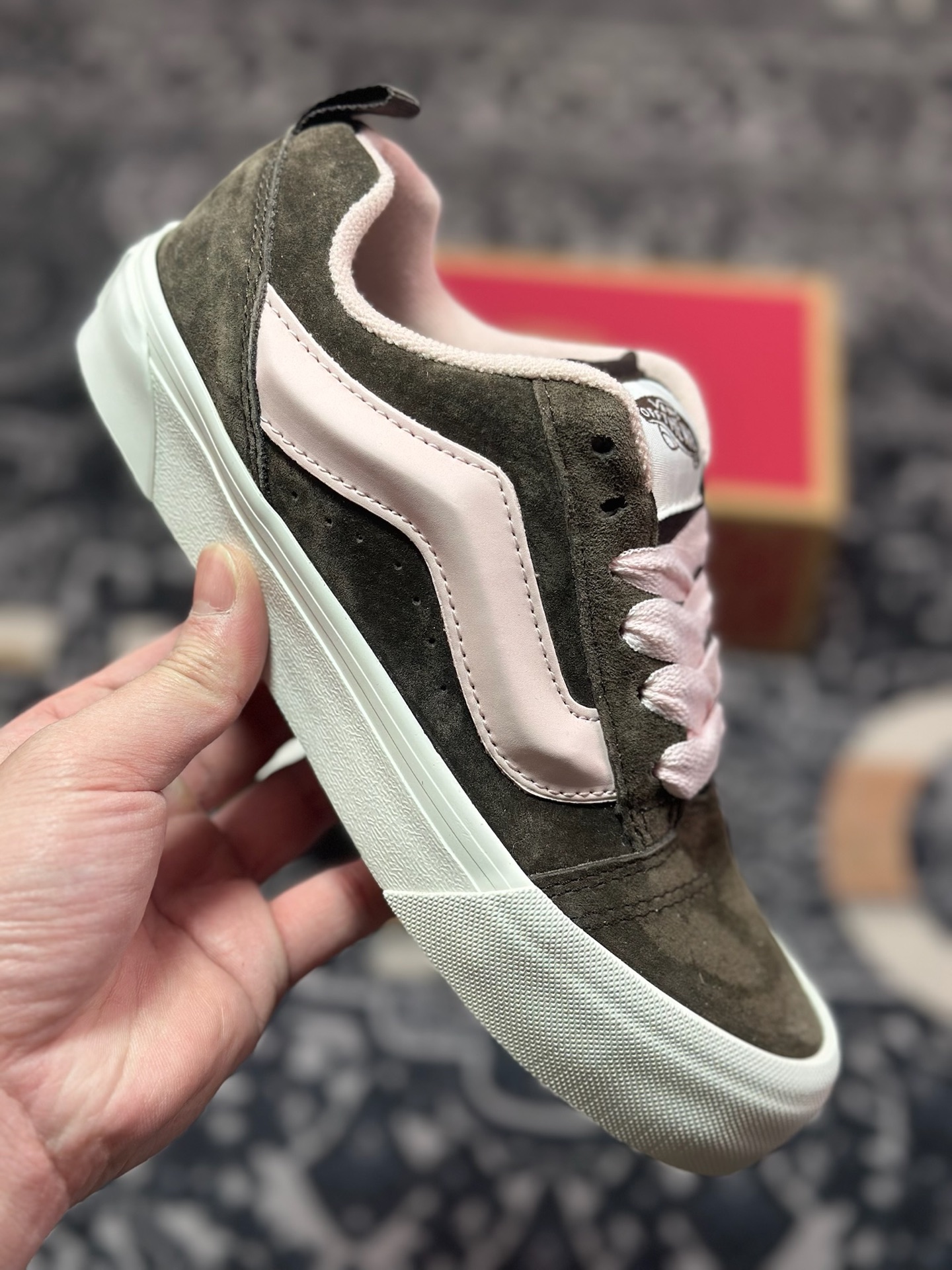 A2140 Vans Knu Skool 棕粉色 官方新款 复古休闲胖胖面包鞋 肥胖版大LOGO原版全皮猪八面料 VN000D75O3N
