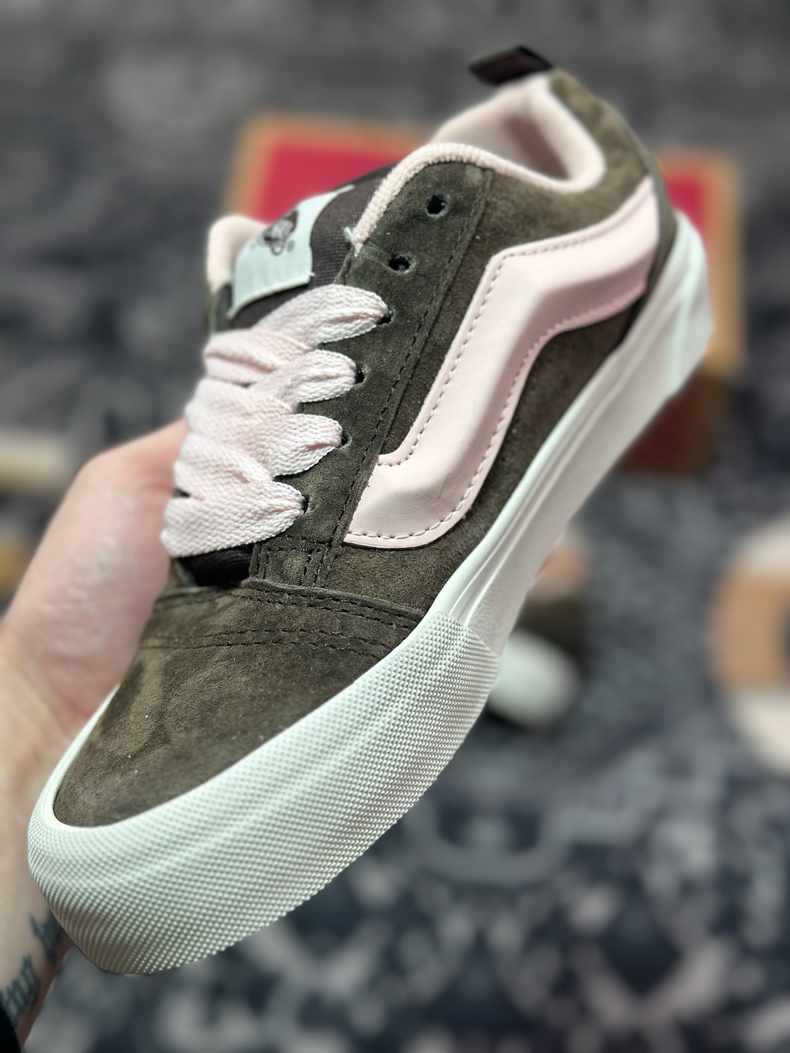 A2140 Vans Knu Skool 棕粉色 官方新款 复古休闲胖胖面包鞋 肥胖版大LOGO原版全皮猪八面料 VN000D75O3N