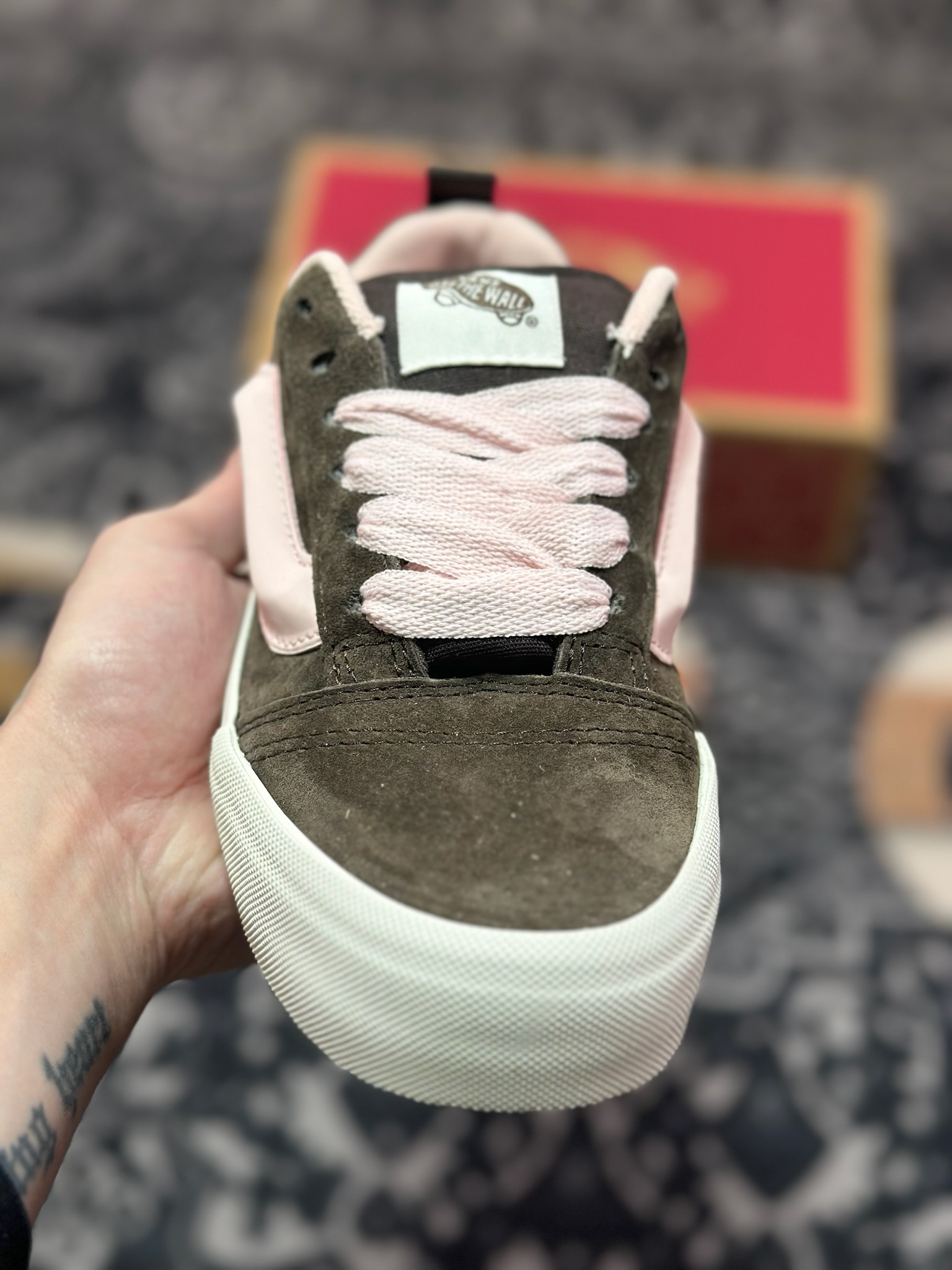 A2140 Vans Knu Skool 棕粉色 官方新款 复古休闲胖胖面包鞋 肥胖版大LOGO原版全皮猪八面料 VN000D75O3N