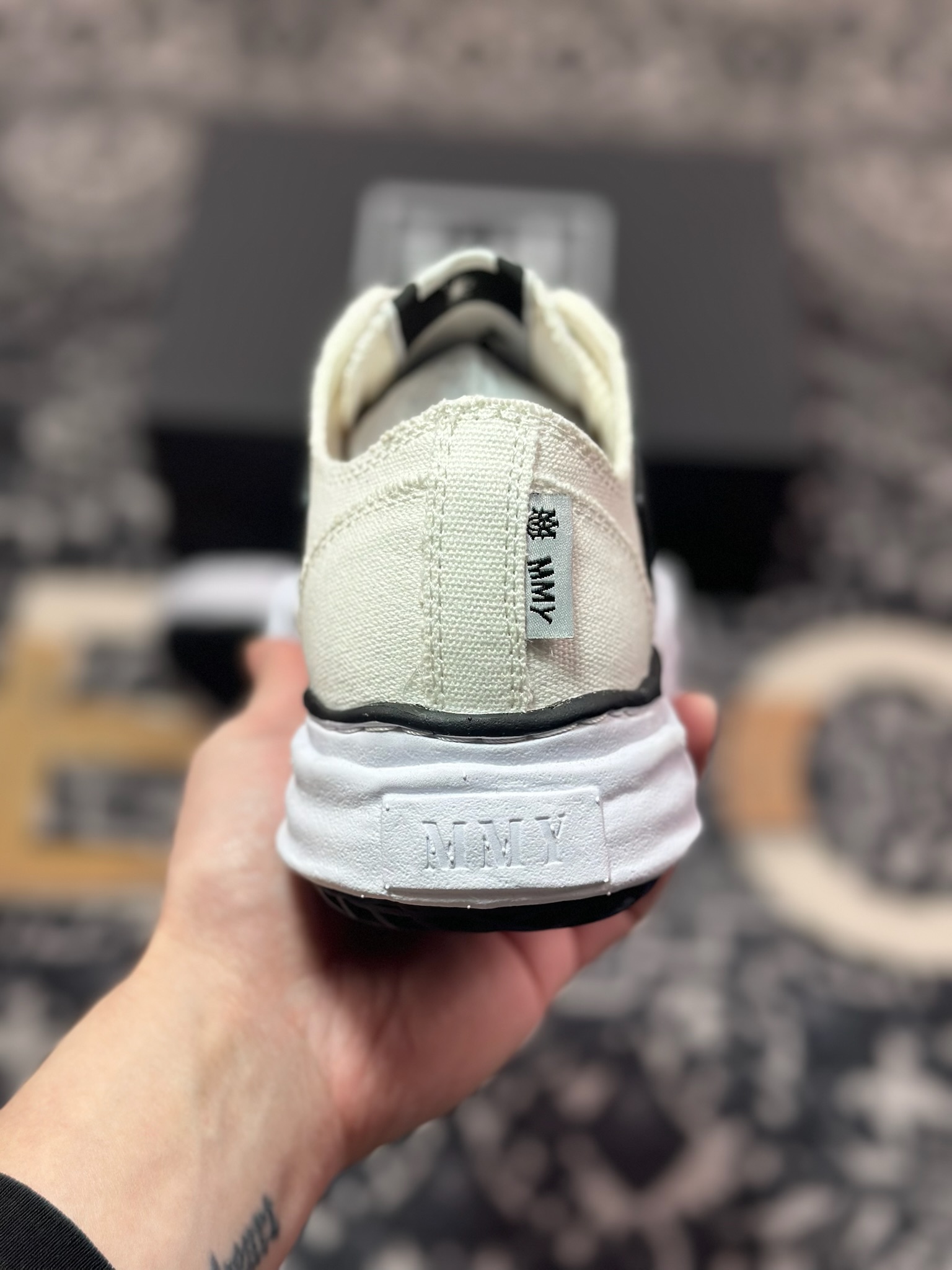 B9350 AMIRI x MMY/Maison MIHARA YASUHIRO Original Alabaster Low ”Bones”AllStar头盖百搭帆布板鞋“联名帆布米白黑脚骨” AMFOSR1076-271