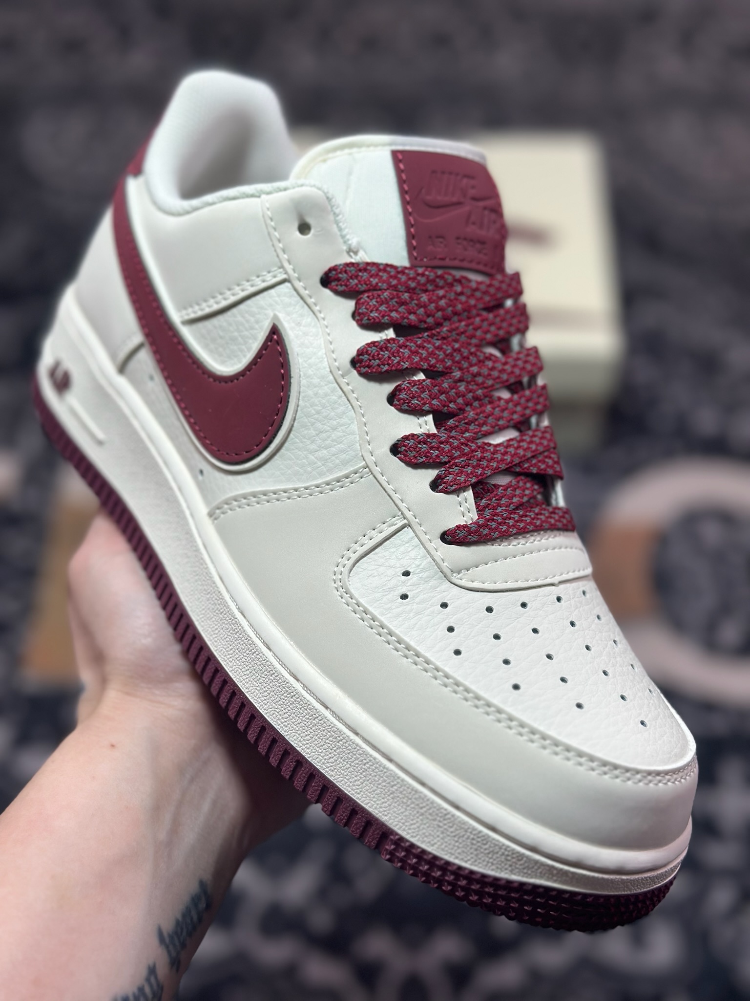 B0220 原装级别 Air Force 1 '07 Low 米白酒红 GL6835-005