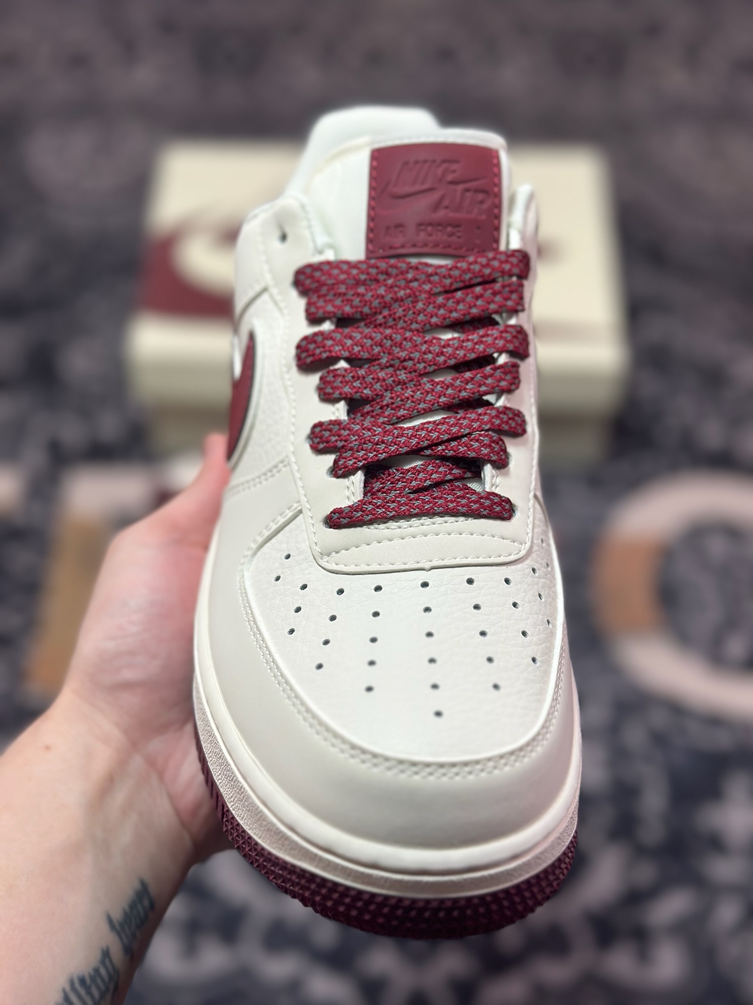 B0220 原装级别 Air Force 1 '07 Low 米白酒红 GL6835-005