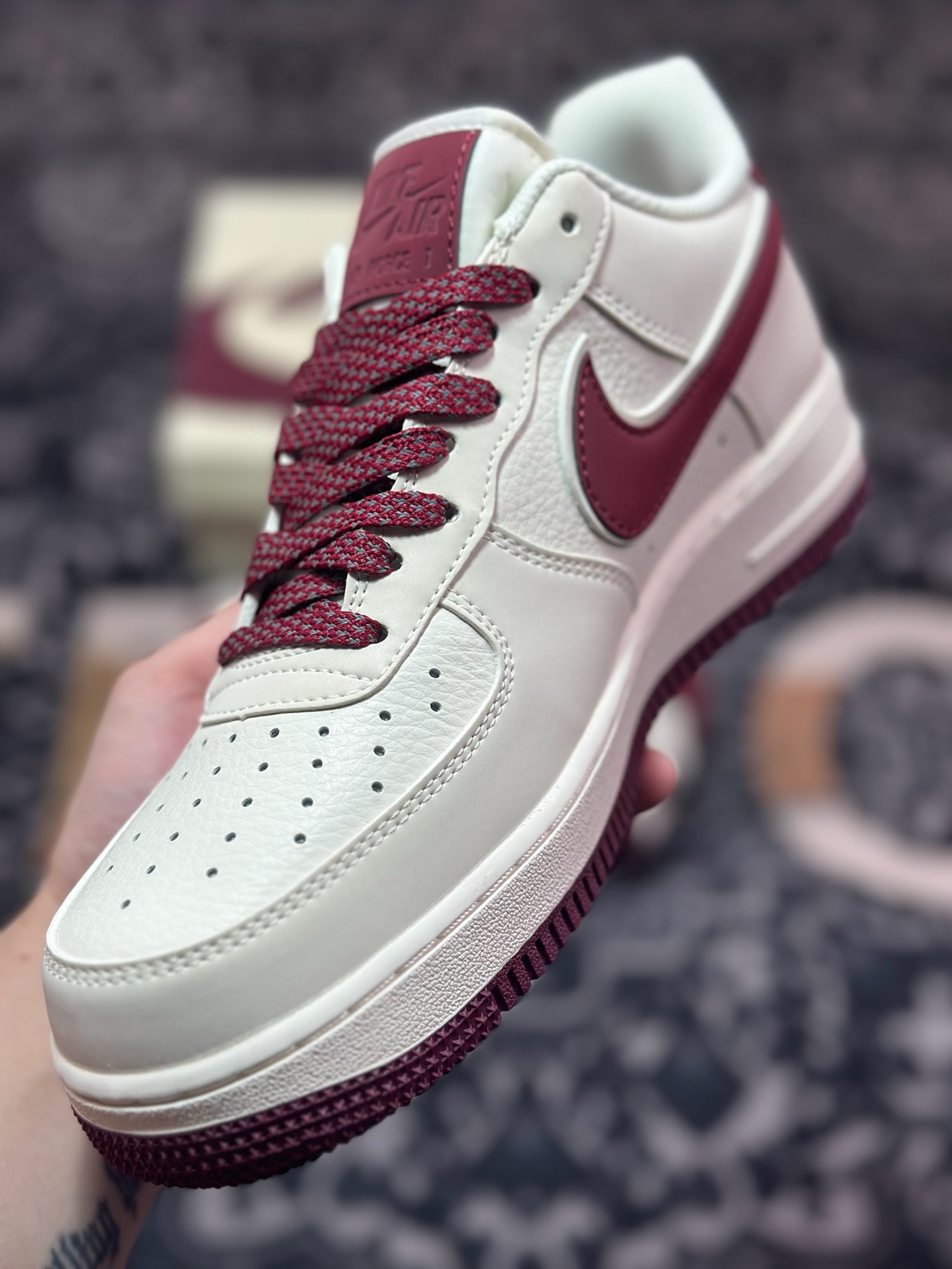 B0220 原装级别 Air Force 1 '07 Low 米白酒红 GL6835-005