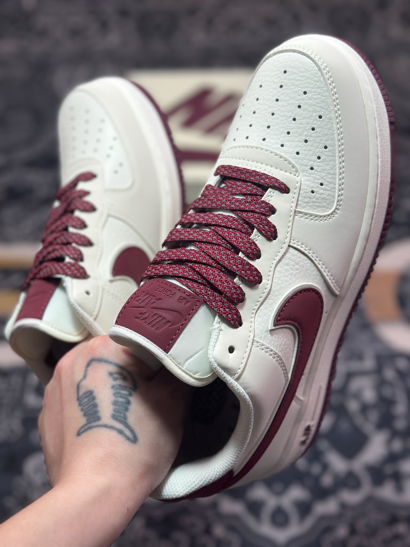 B0220 原装级别 Air Force 1 '07 Low 米白酒红 GL6835-005