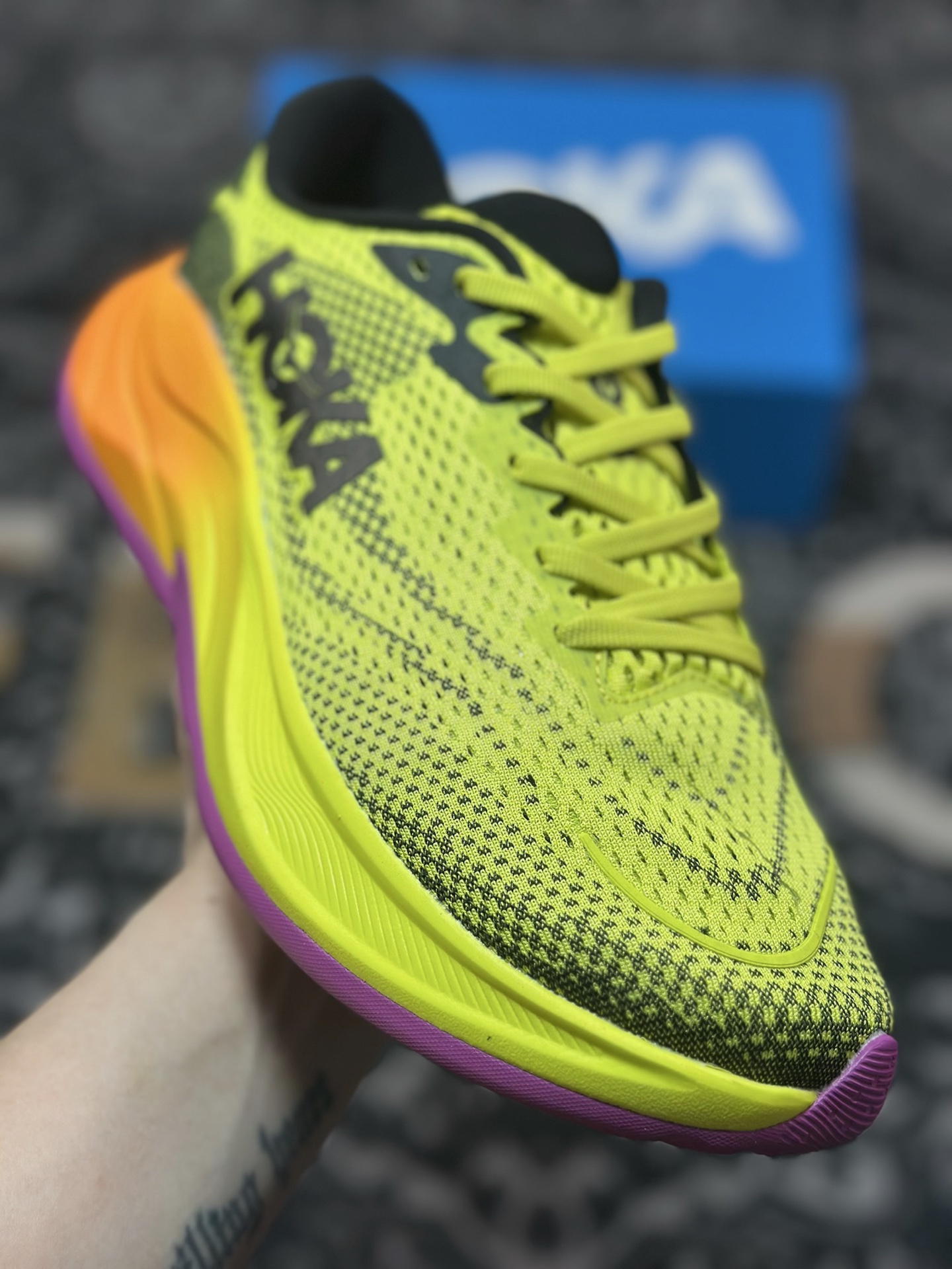 B0220 原装级别 Hoka One One Rincon 4 黄橙紫 林康4代公路休闲跑步鞋 1155130-HKC