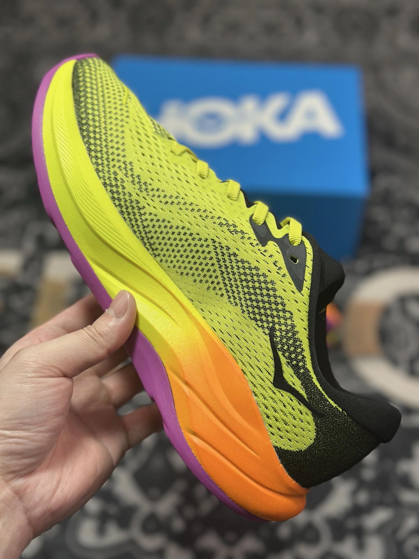 B0220 原装级别 Hoka One One Rincon 4 黄橙紫 林康4代公路休闲跑步鞋 1155130-HKC