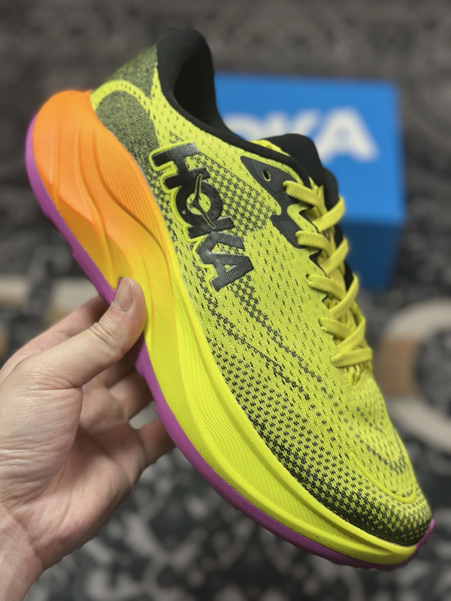 B0220 原装级别 Hoka One One Rincon 4 黄橙紫 林康4代公路休闲跑步鞋 1155130-HKC