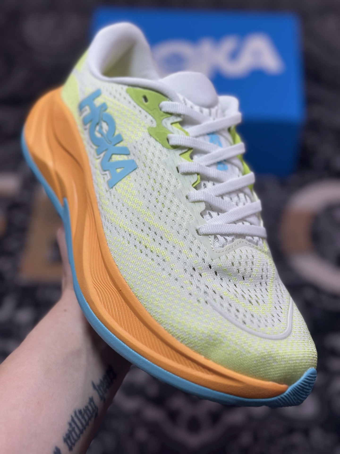 B0220 原装级别 Hoka One One Rincon 4 浅绿橙 林康4代公路休闲跑步鞋 1155130-TFLT