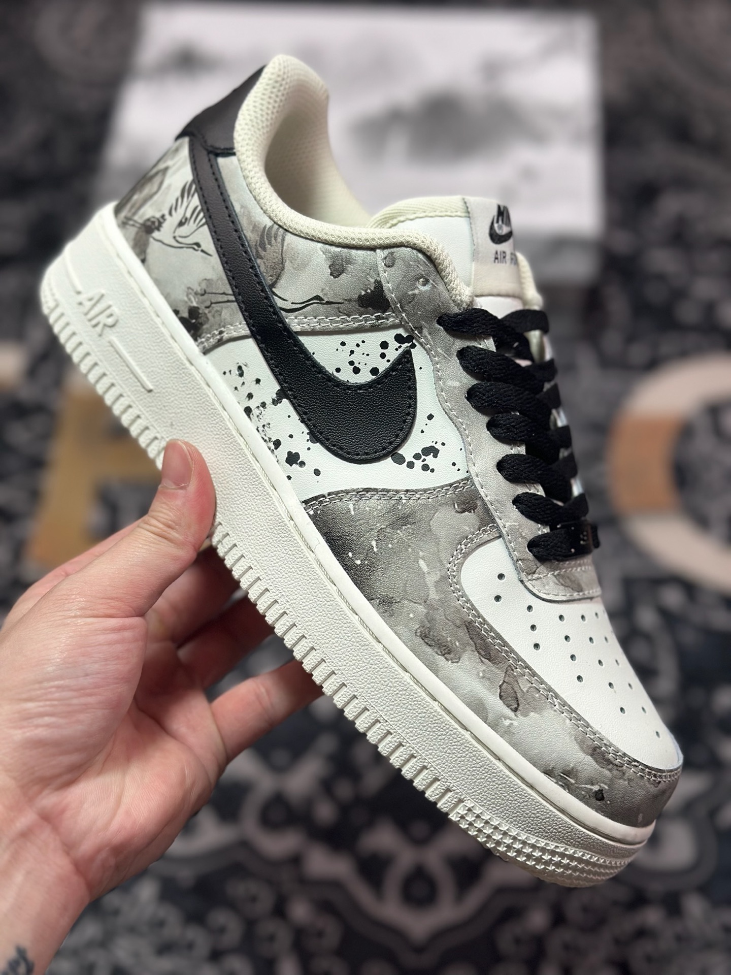 A8200 原装级别 Nike Air Force 1 Low 07 中国风 水墨定制 黑白 BL1522-089