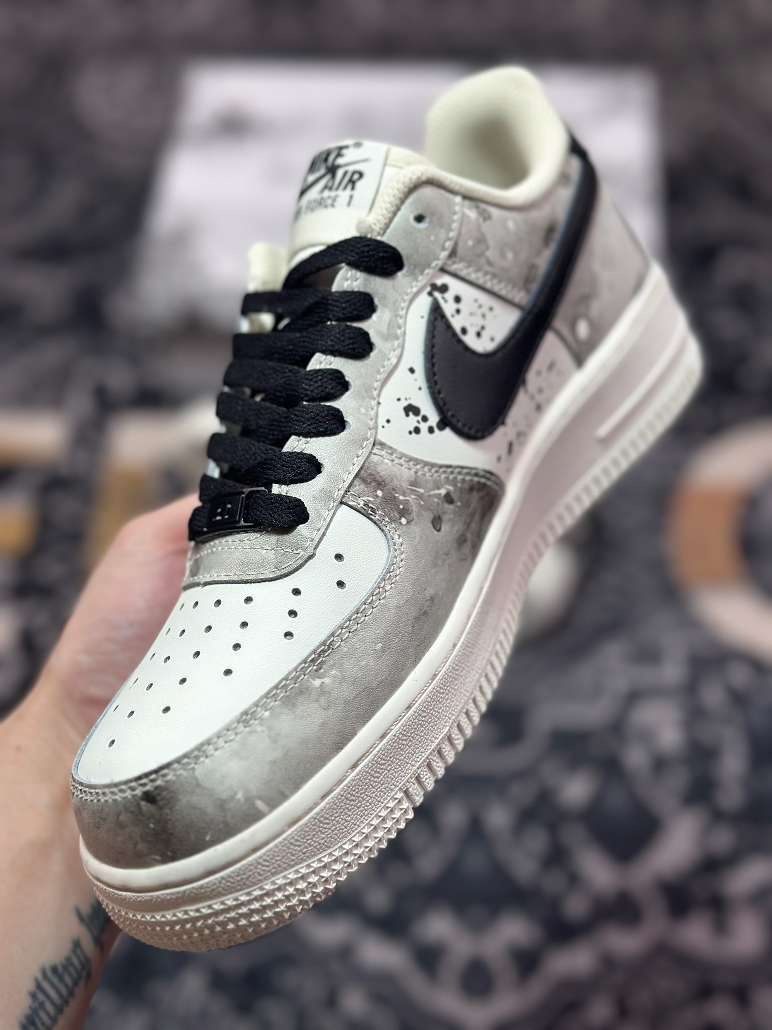 A8200 原装级别 Nike Air Force 1 Low 07 中国风 水墨定制 黑白 BL1522-089