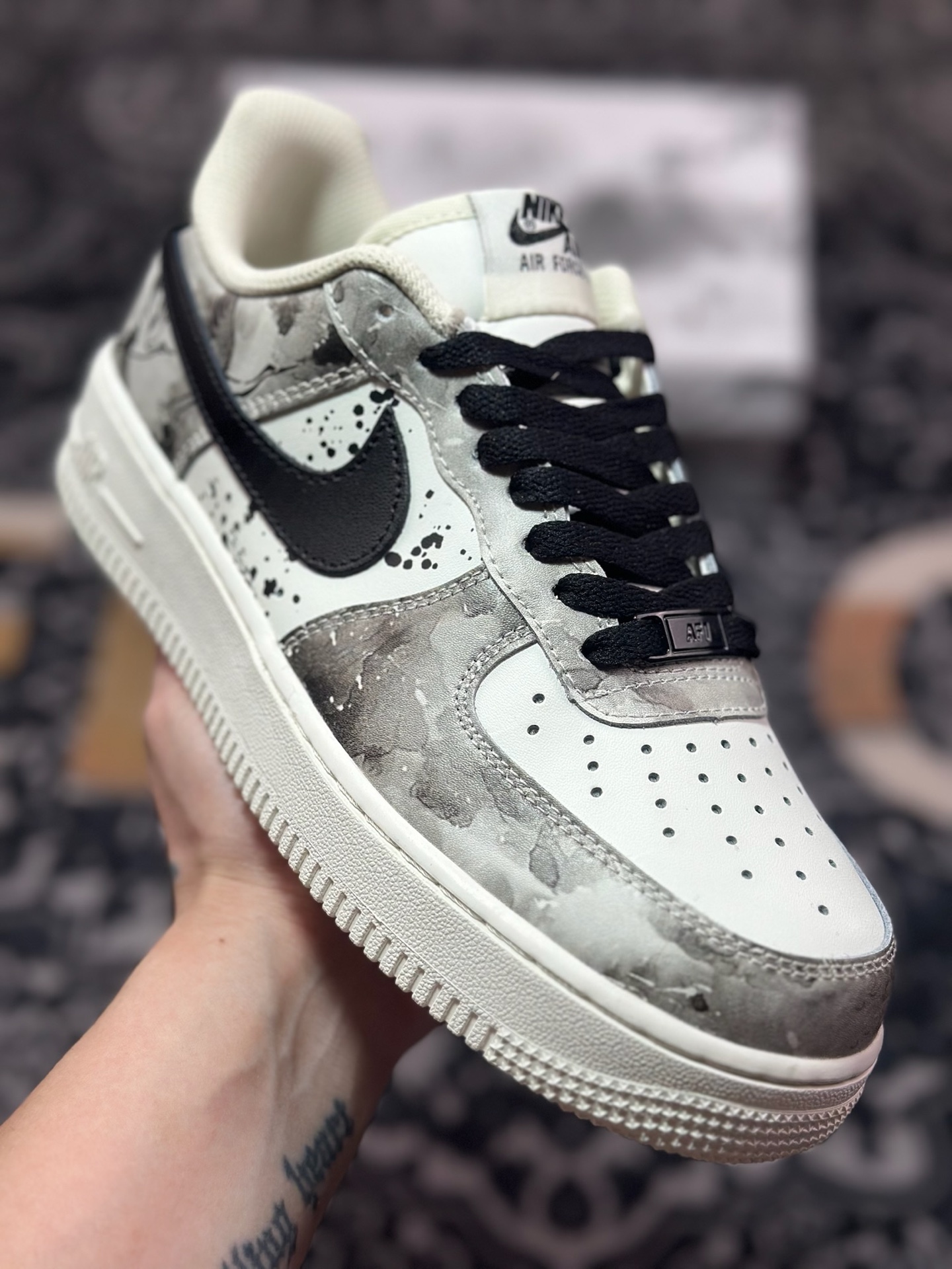 A8200 原装级别 Nike Air Force 1 Low 07 中国风 水墨定制 黑白 BL1522-089