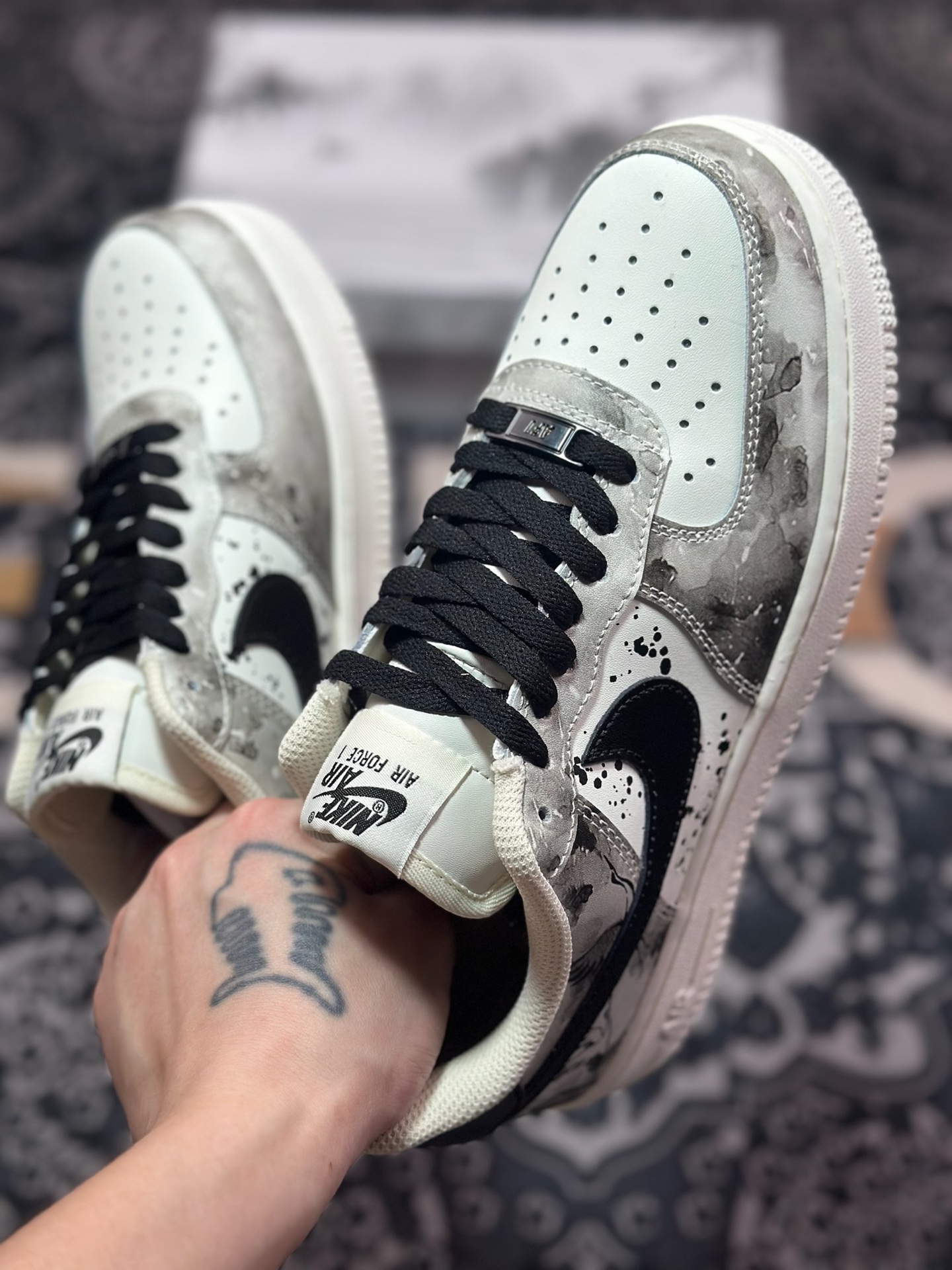 A8200 原装级别 Nike Air Force 1 Low 07 中国风 水墨定制 黑白 BL1522-089
