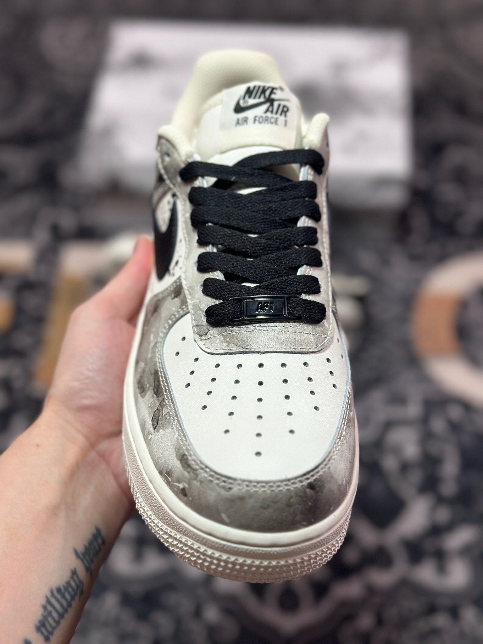 A8200 原装级别 Nike Air Force 1 Low 07 中国风 水墨定制 黑白 BL1522-089