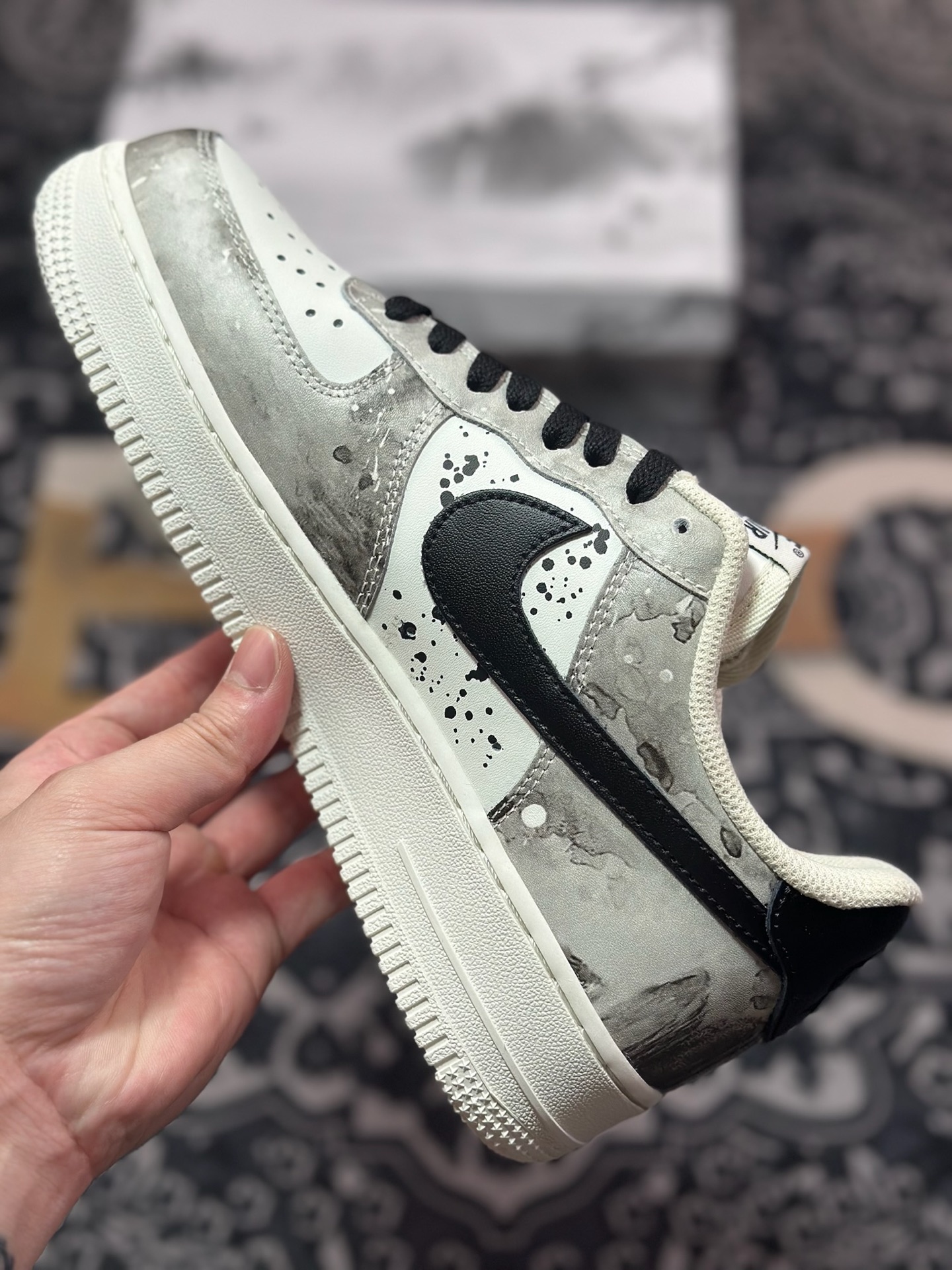 A8200 原装级别 Nike Air Force 1 Low 07 中国风 水墨定制 黑白 BL1522-089