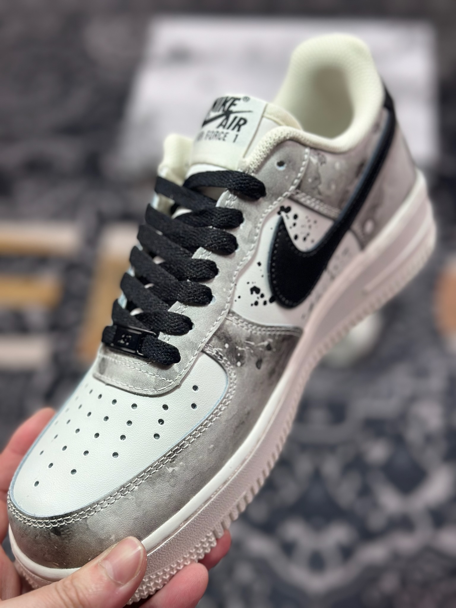 A8200 原装级别 Nike Air Force 1 Low 07 中国风 水墨定制 黑白 BL1522-089