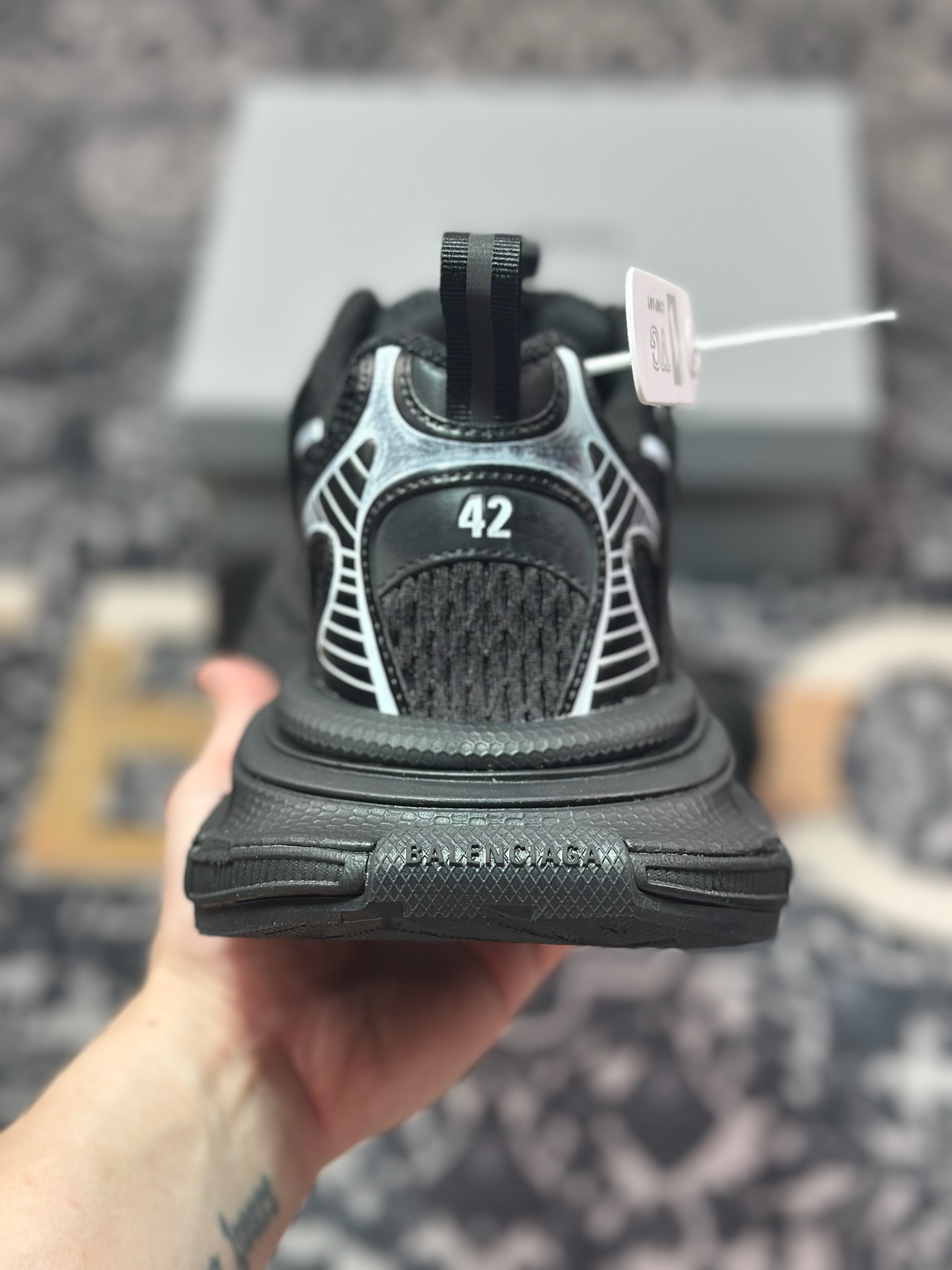 D2480 巴黎世家BALENCIAGA 3XL Sneakers 3+系列低帮复古阔型底姥爹慢跑鞋“黑白木乃伊绑绳”825601 W3XCH 0102