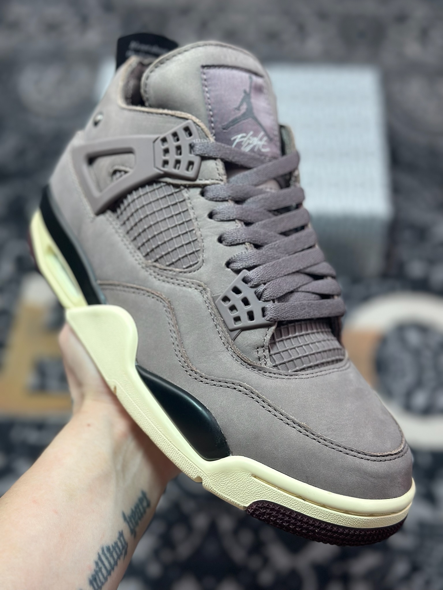 D2480 优选 原装级别 A Ma Maniére x Air Jordan 4 Retro ” Violet Ore ” AJ4 乔4 酒红色 文化篮球鞋 DV6773-220