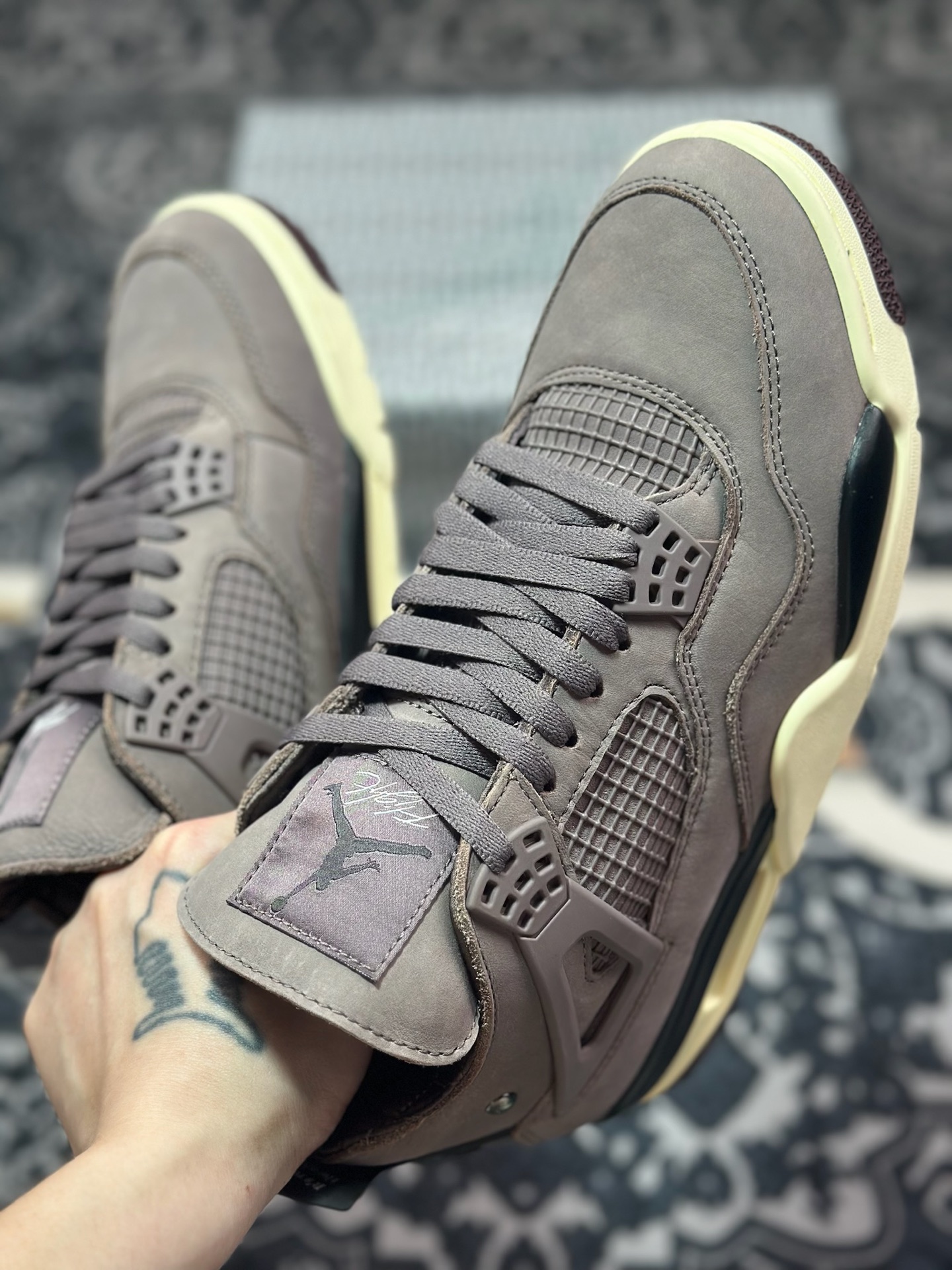D2480 优选 原装级别 A Ma Maniére x Air Jordan 4 Retro ” Violet Ore ” AJ4 乔4 酒红色 文化篮球鞋 DV6773-220