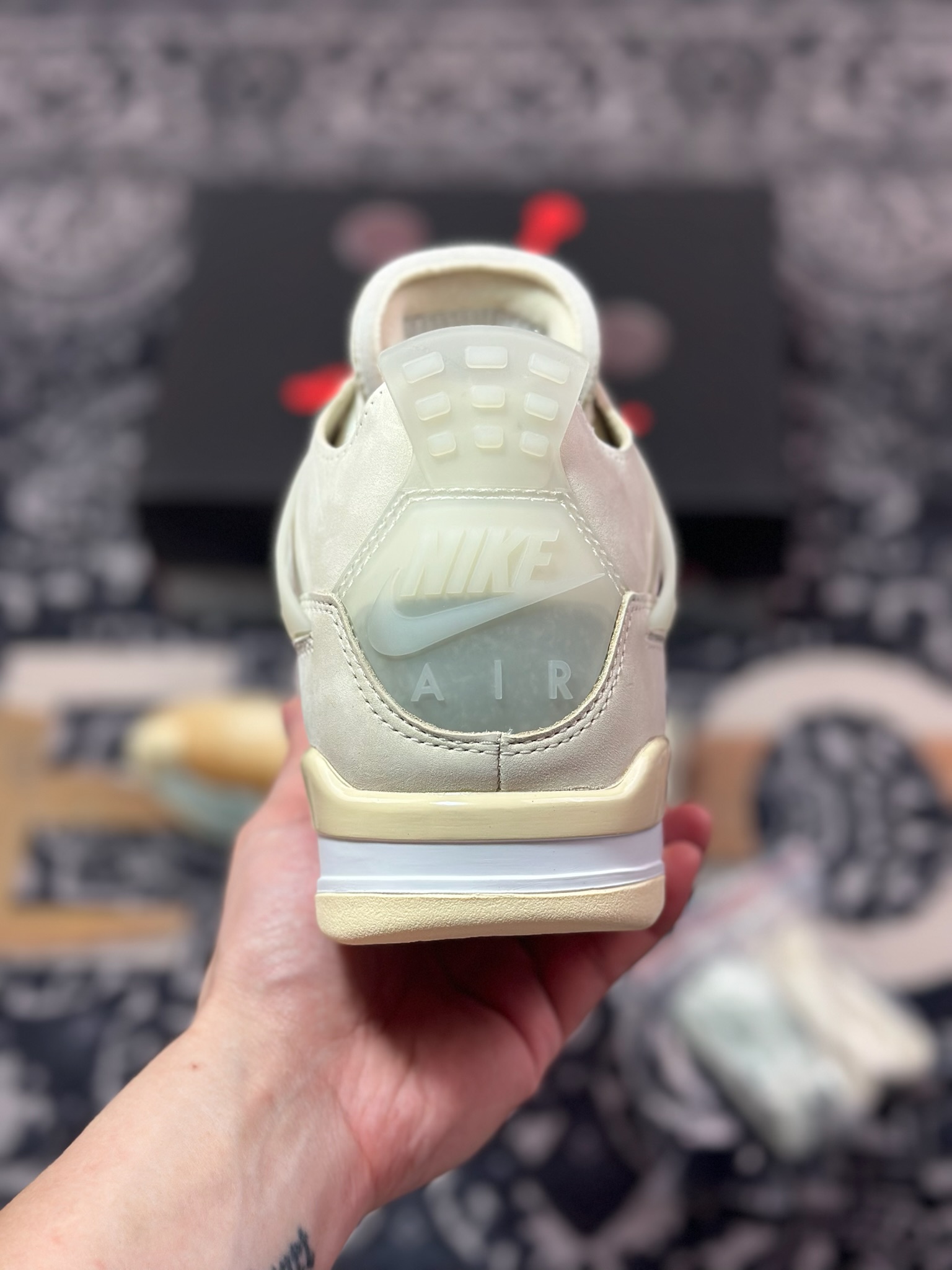 D2480 优选 原装级别Off-White x Air Jordan 4 Retro ” Sail ” AJ4乔4 OW联名 白帆 文化篮球鞋 CV9388-100