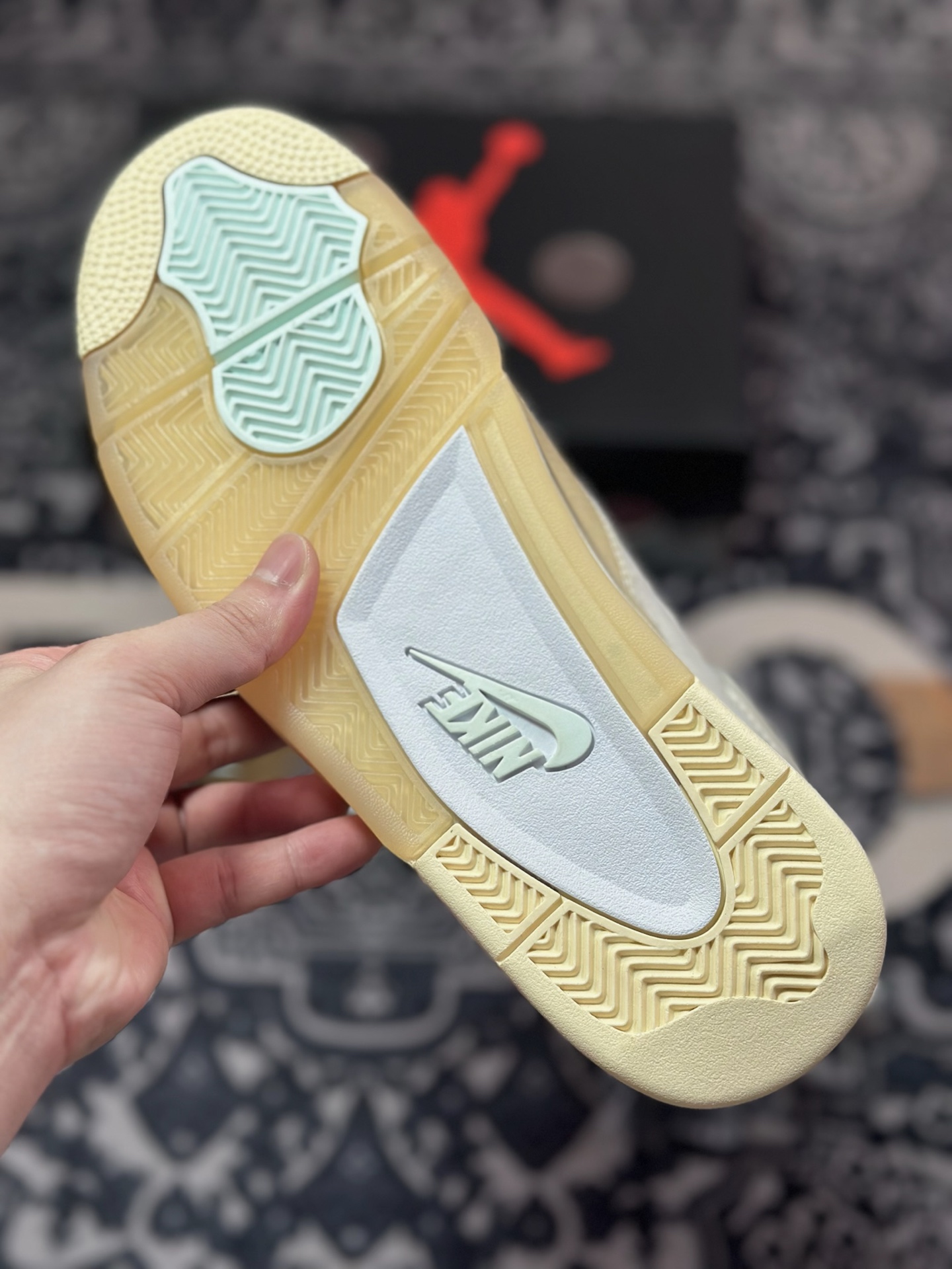 D2480 优选 原装级别Off-White x Air Jordan 4 Retro ” Sail ” AJ4乔4 OW联名 白帆 文化篮球鞋 CV9388-100