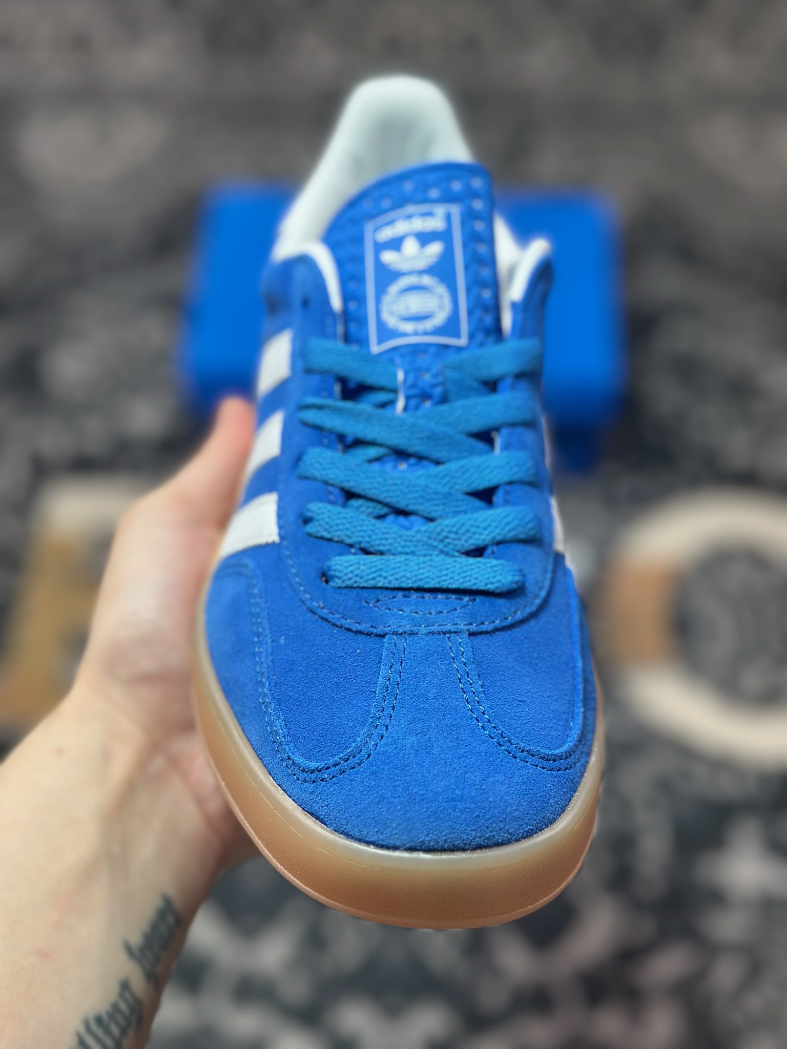 原装级别 adidas Originals Gazelle INdoor 蓝白 三叶草休闲防滑耐磨低帮板鞋 JI2061