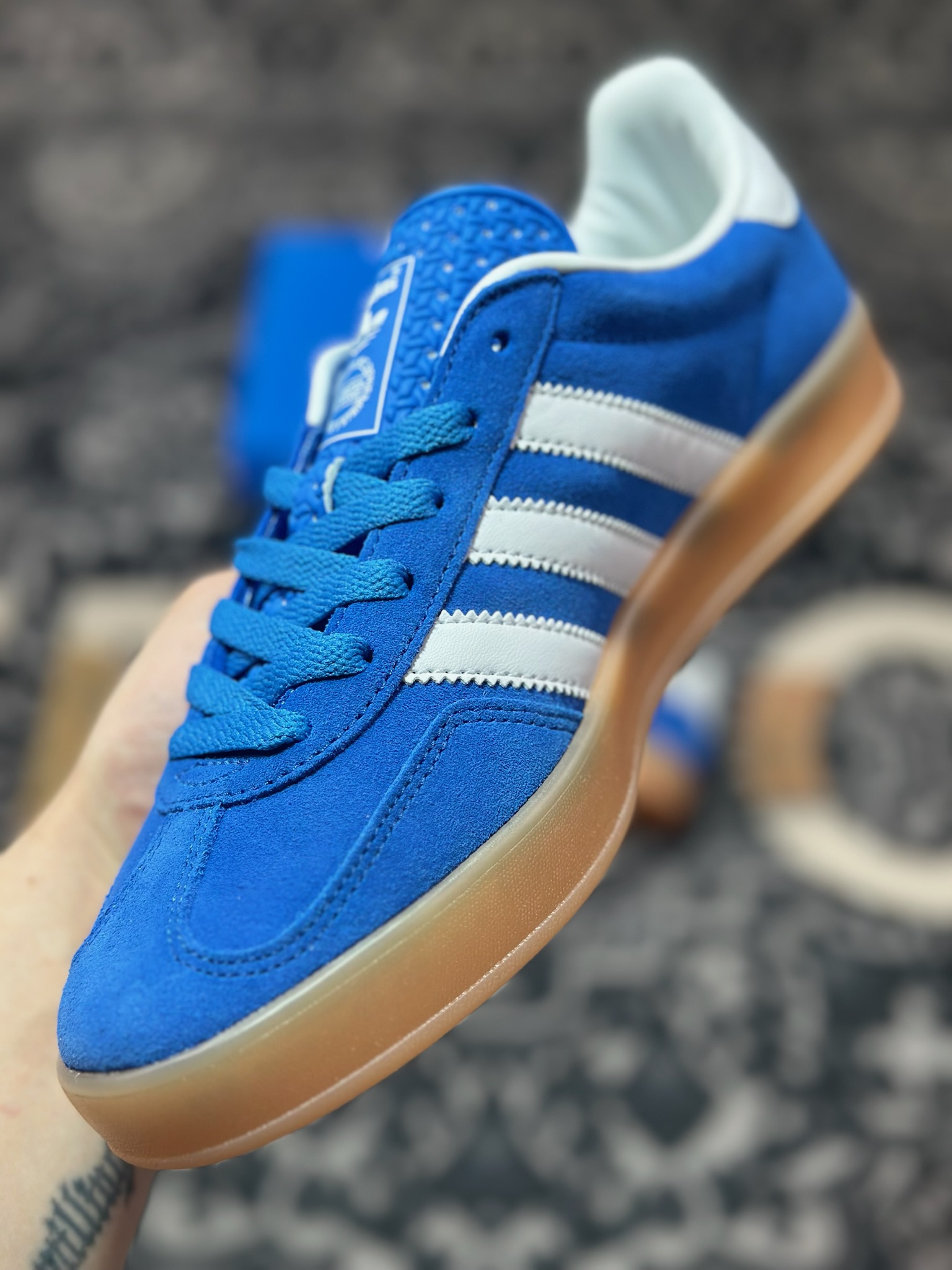 原装级别 adidas Originals Gazelle INdoor 蓝白 三叶草休闲防滑耐磨低帮板鞋 JI2061