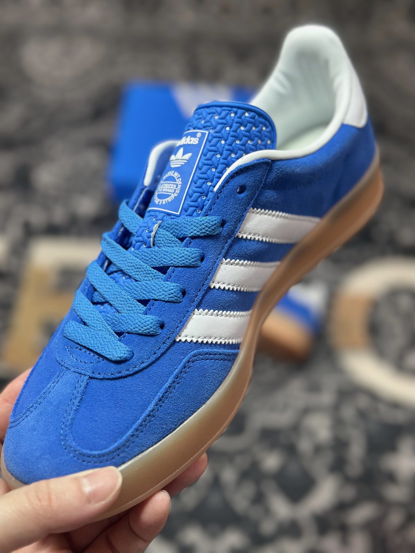 原装级别 adidas Originals Gazelle INdoor 蓝白 三叶草休闲防滑耐磨低帮板鞋 JI2061