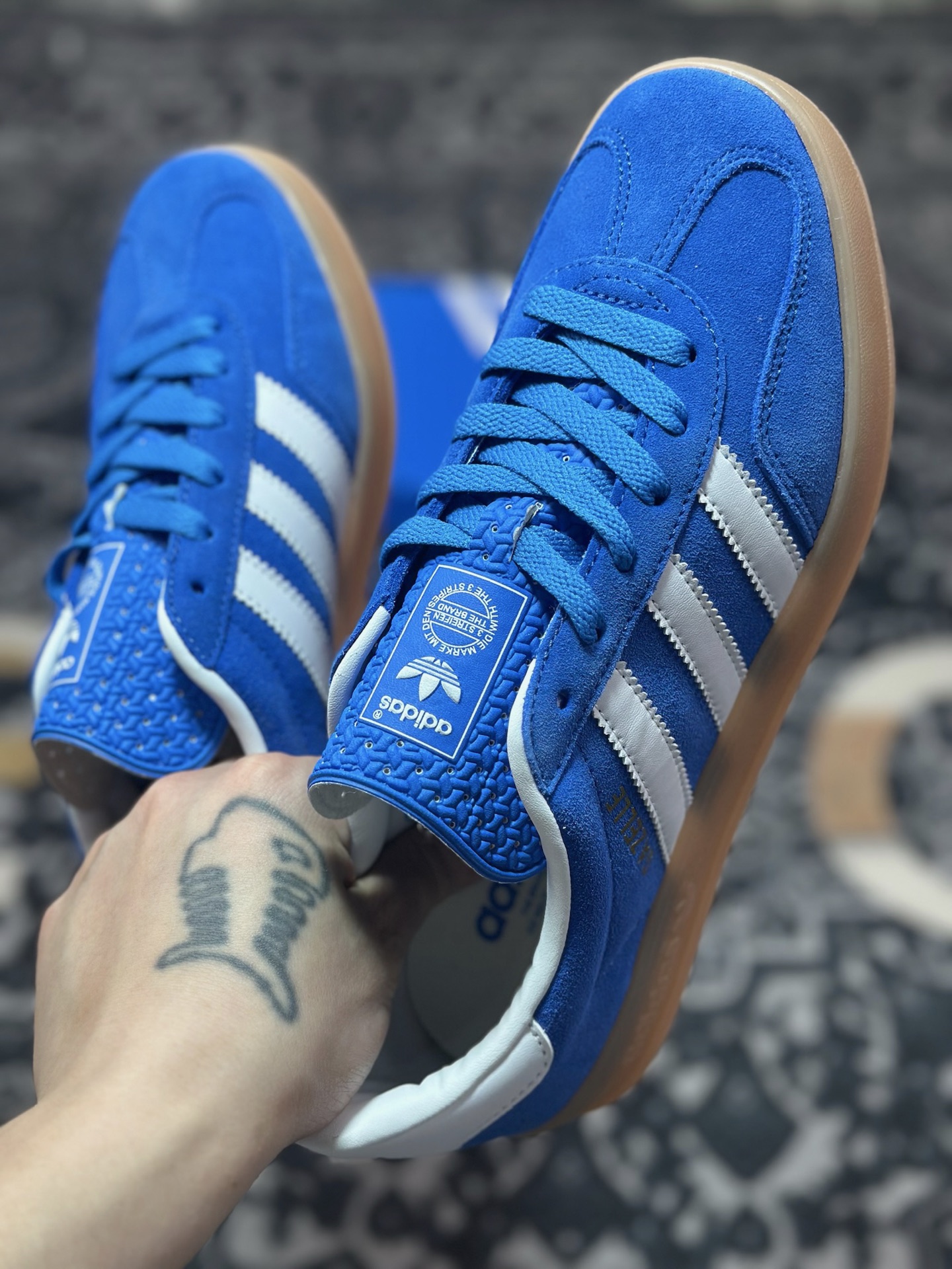 原装级别 adidas Originals Gazelle INdoor 蓝白 三叶草休闲防滑耐磨低帮板鞋 JI2061
