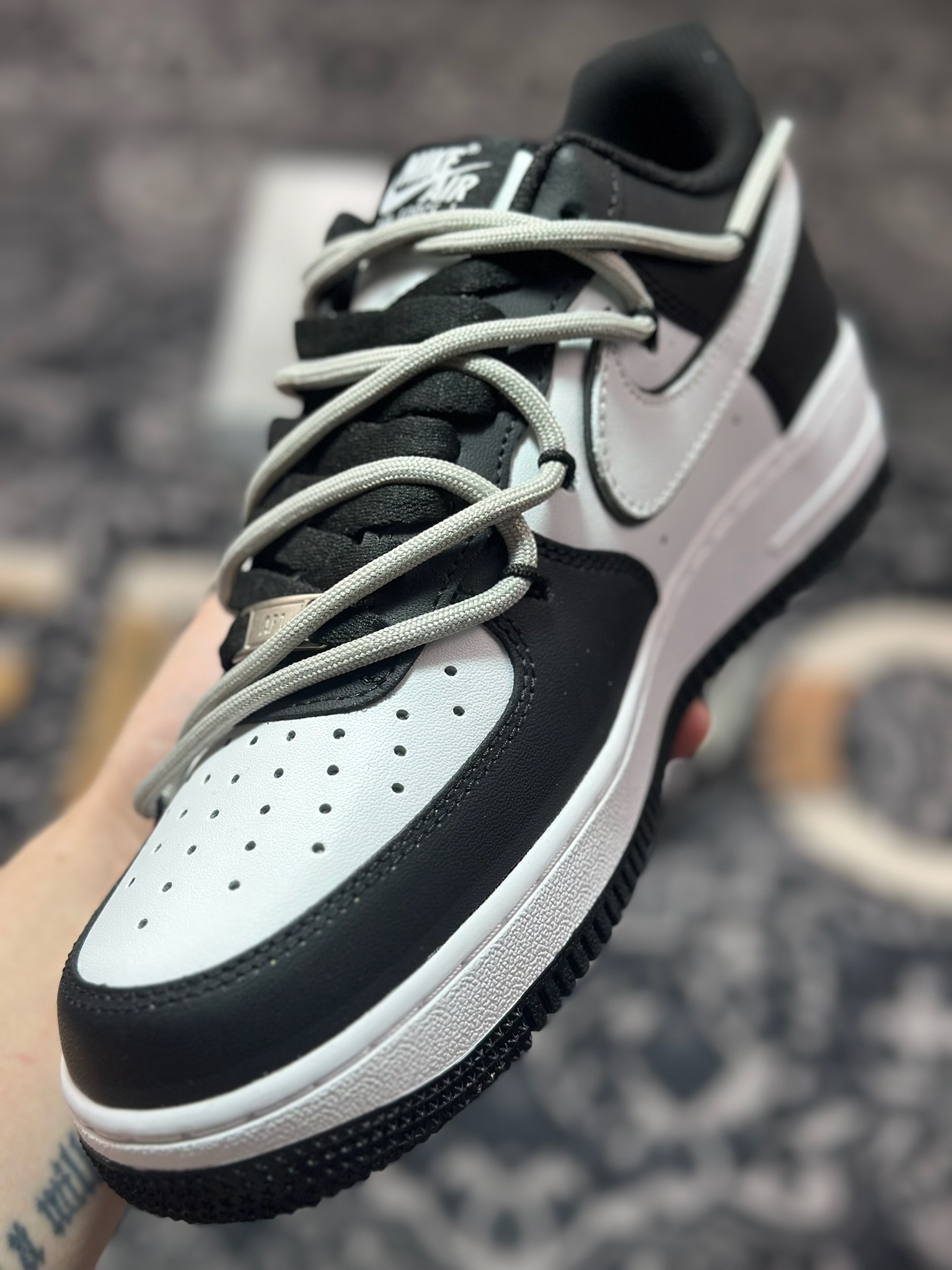 原装级别 定制球鞋Air Force 1 Low 黑白涂鸦解构 经典休闲运动板鞋 ZH0316-071
