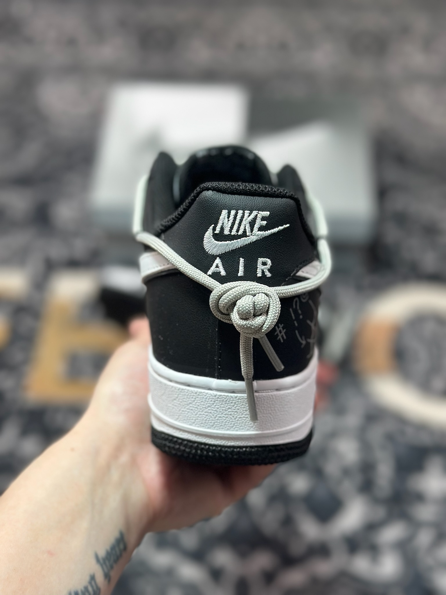 原装级别 定制球鞋Air Force 1 Low 黑白涂鸦解构 经典休闲运动板鞋 ZH0316-071