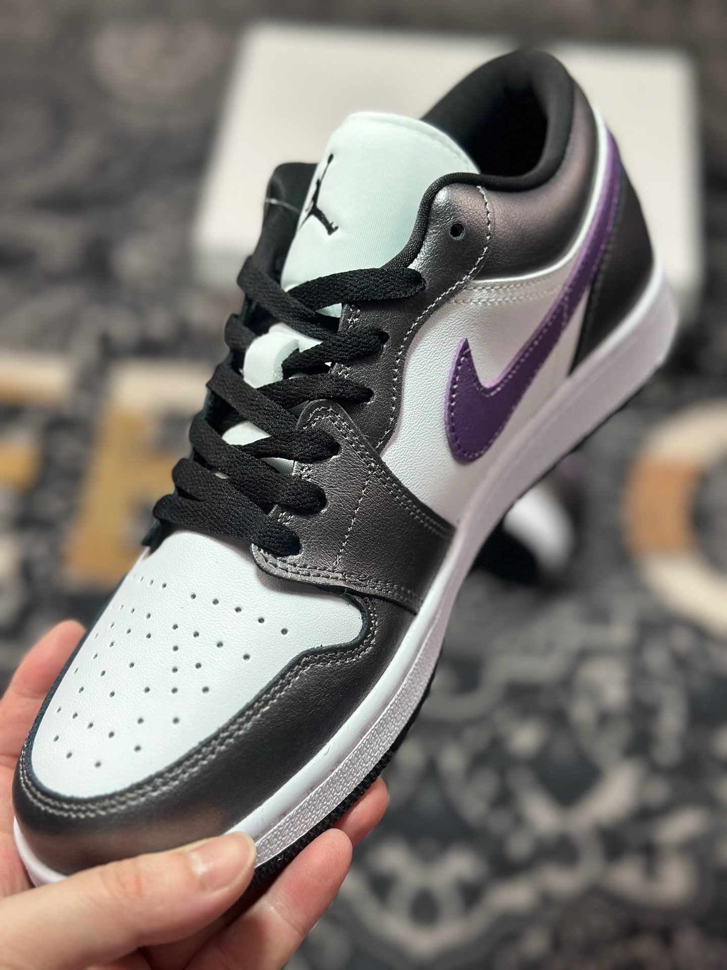 原装级别 Air Jordan 1 Low 黑白紫 HJ5910-105