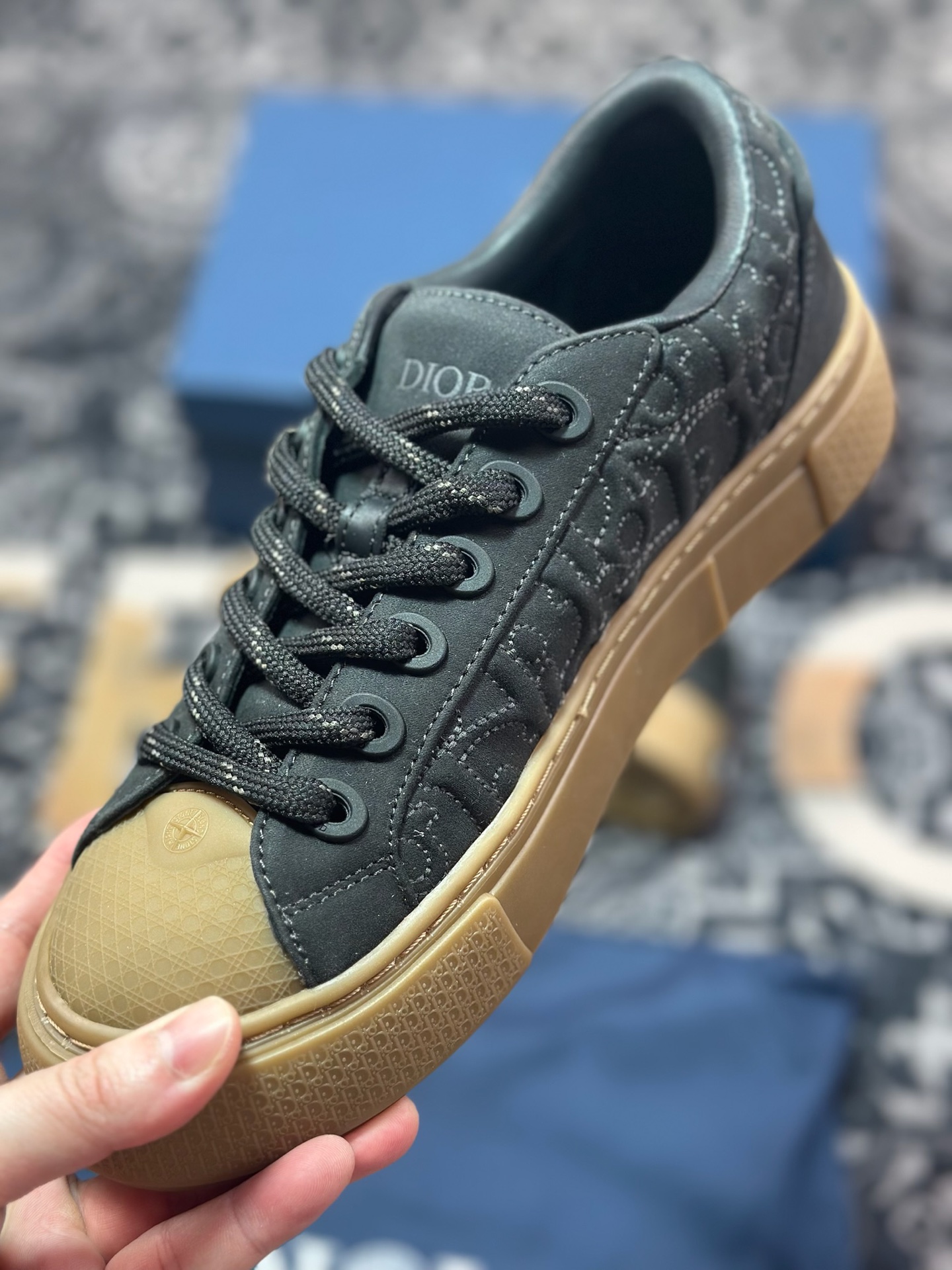 优选 原装级别# 纯原 Stone Island x Dior B33 Tennis Do Cotton 石头岛迪奥联名复古休闲板鞋