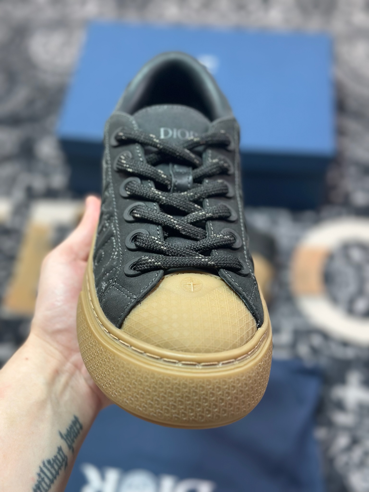 优选 原装级别# 纯原 Stone Island x Dior B33 Tennis Do Cotton 石头岛迪奥联名复古休闲板鞋
