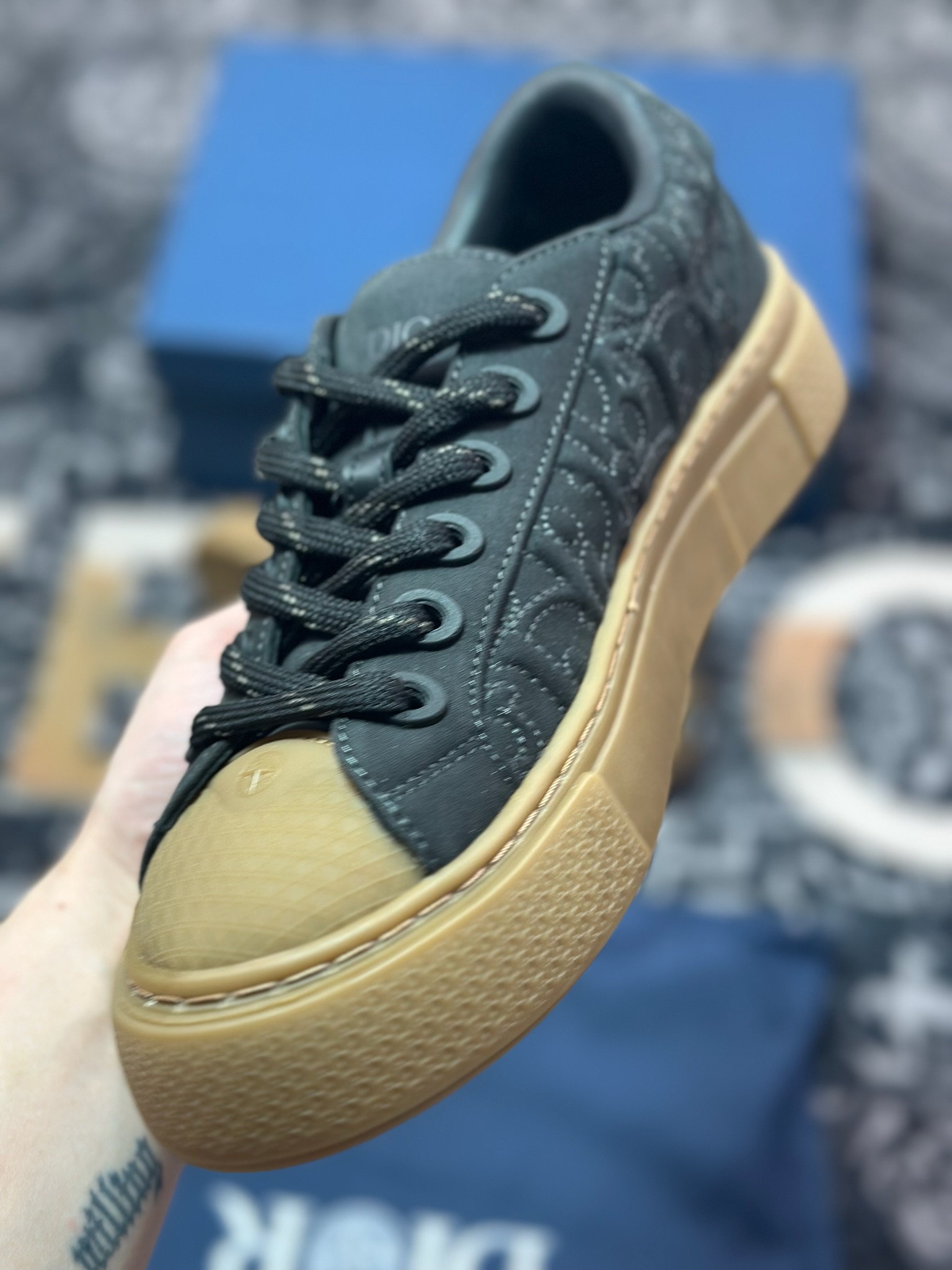 优选 原装级别# 纯原 Stone Island x Dior B33 Tennis Do Cotton 石头岛迪奥联名复古休闲板鞋