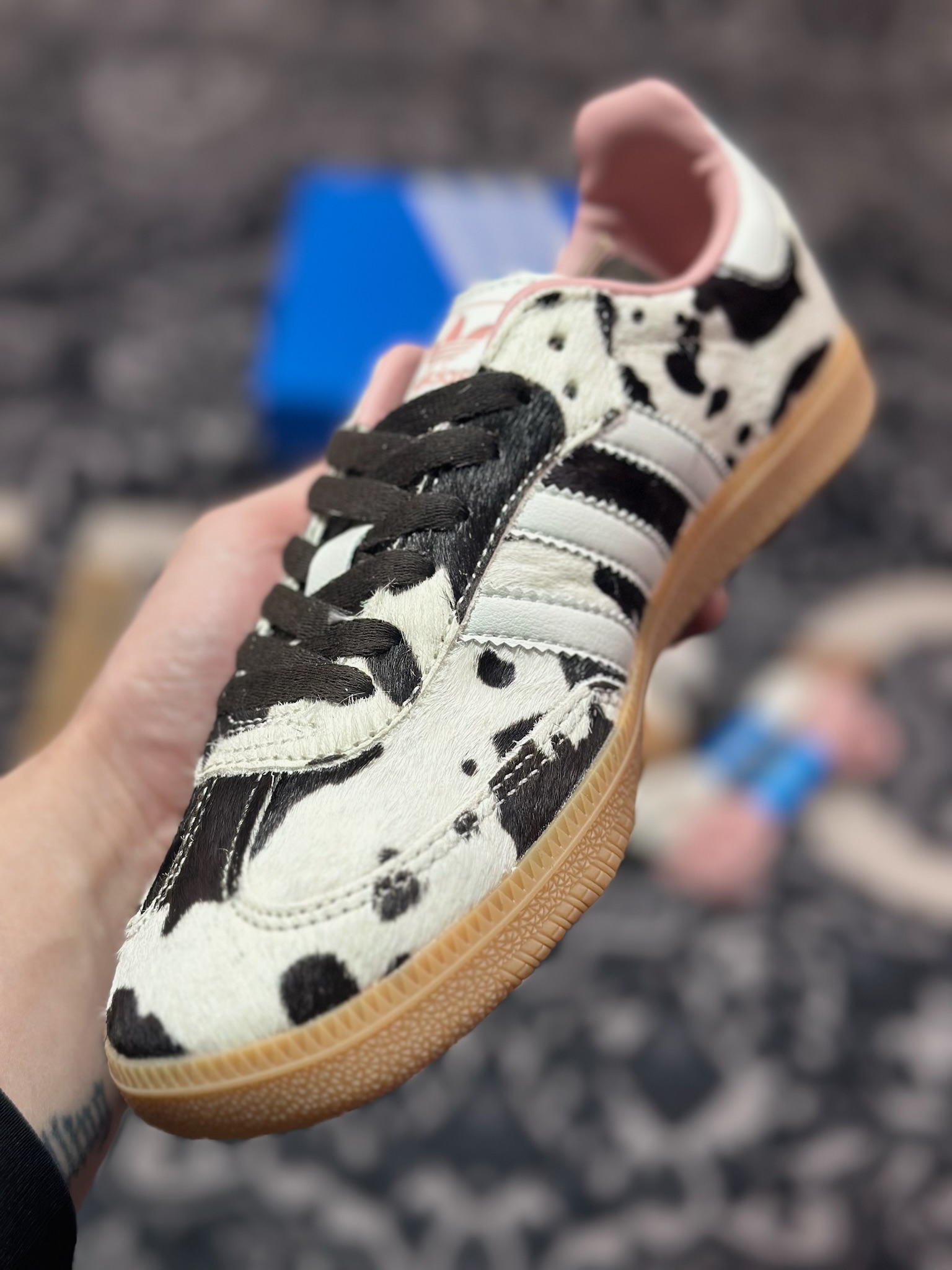 A7200 原装级别 adidas originals Samba ”Cow Print” 灰白棕 JR1256