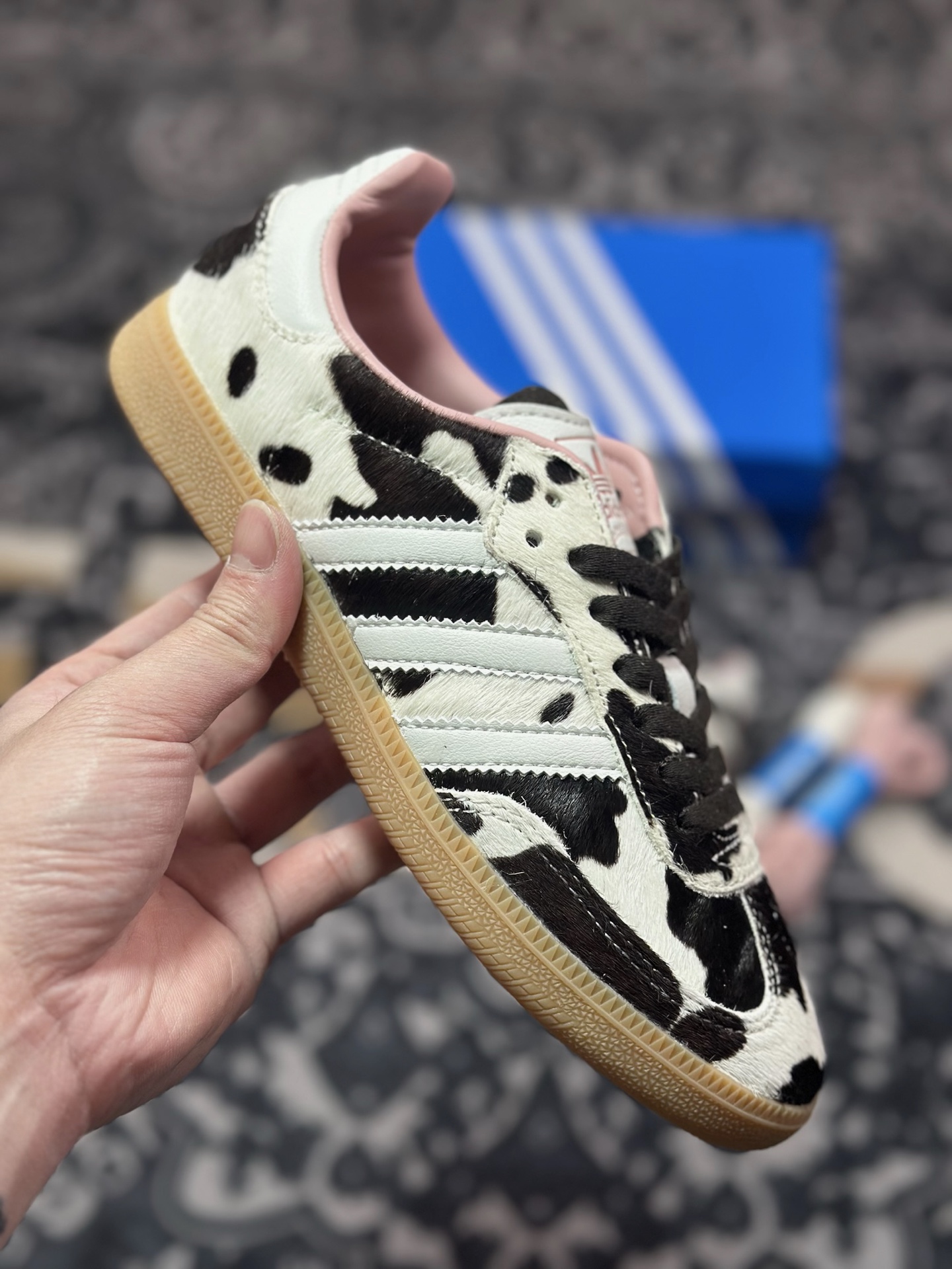 A7200 原装级别 adidas originals Samba ”Cow Print” 灰白棕 JR1256