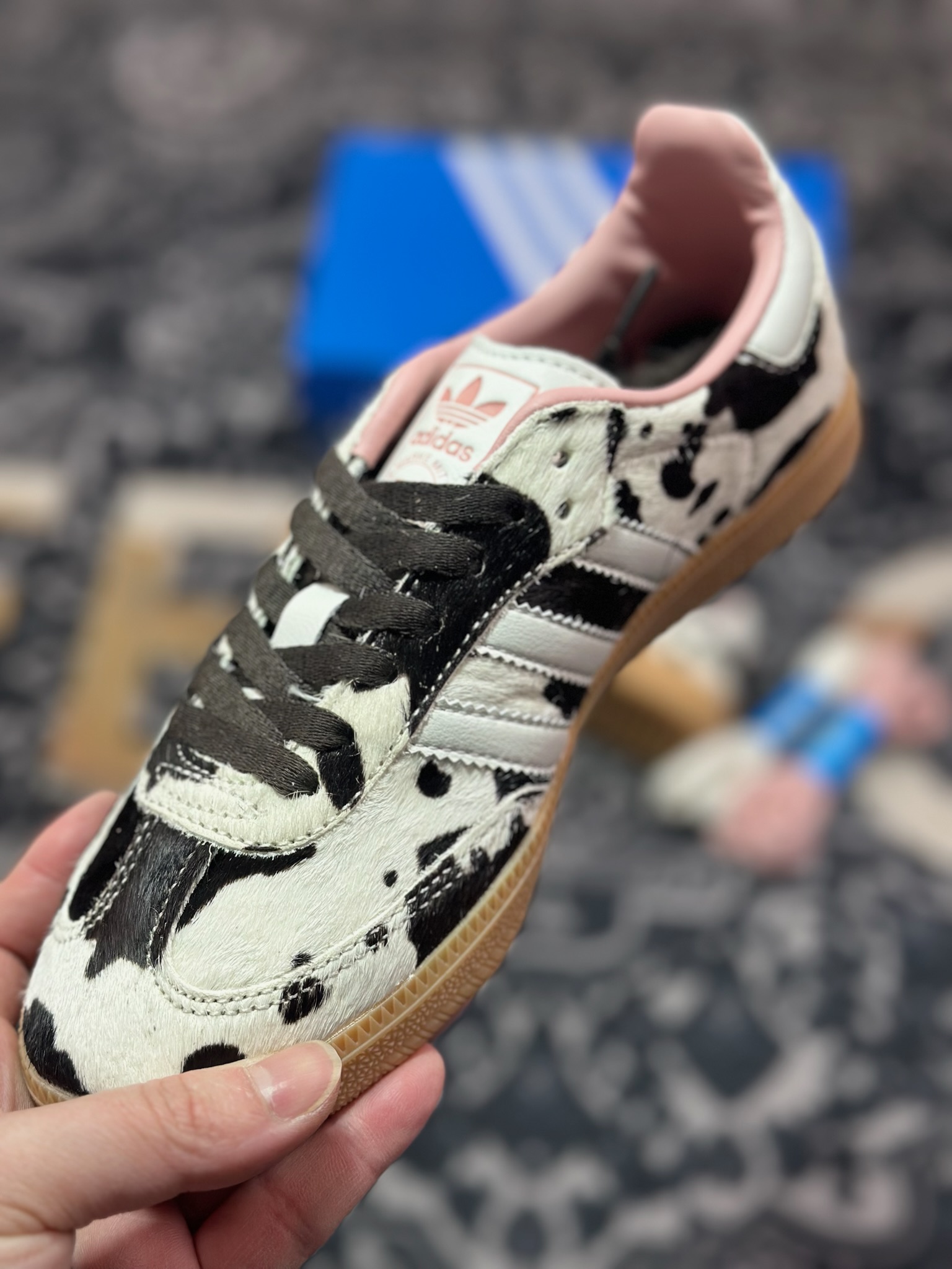 A7200 原装级别 adidas originals Samba ”Cow Print” 灰白棕 JR1256