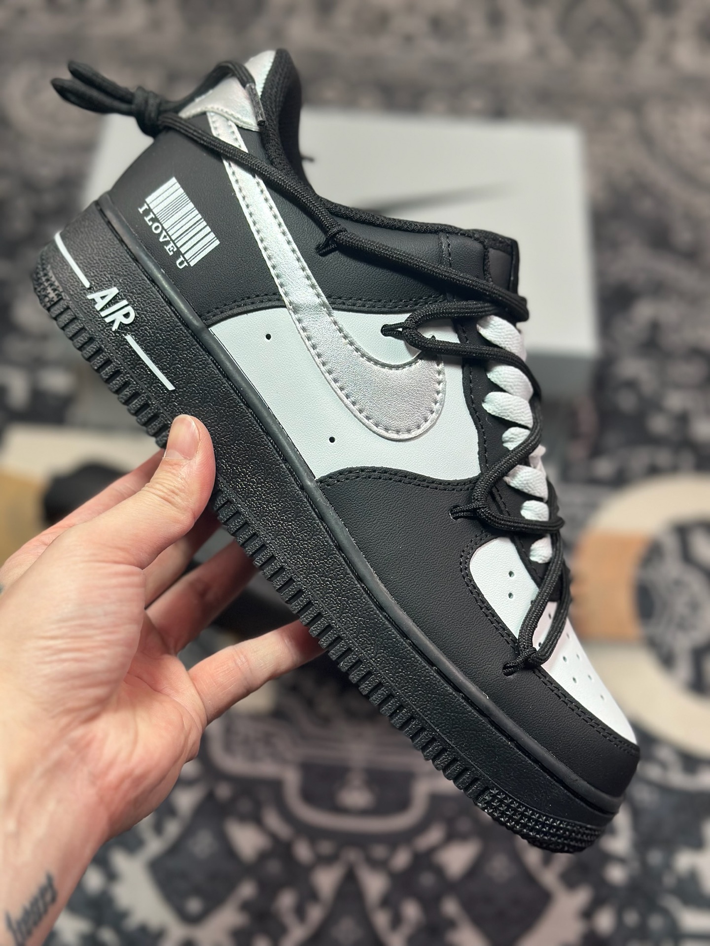 原装级别 Nike Air Force 1 Low 07 白黑银绑带 ZH0316-064