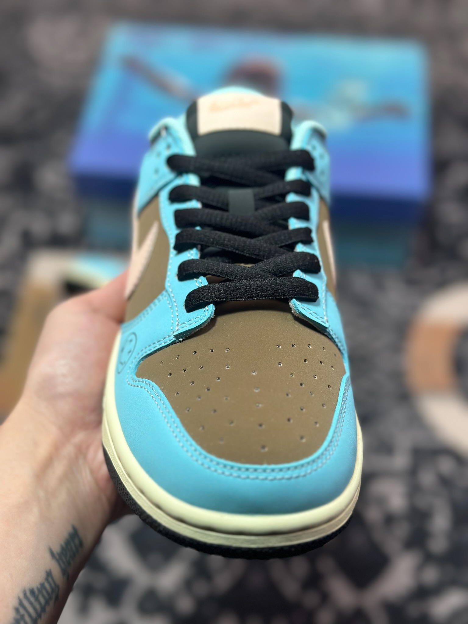 原装级别 Nike SB Dunk Low 笑脸 蓝棕 配色 低帮休闲运动滑板板鞋 MU0232-366
