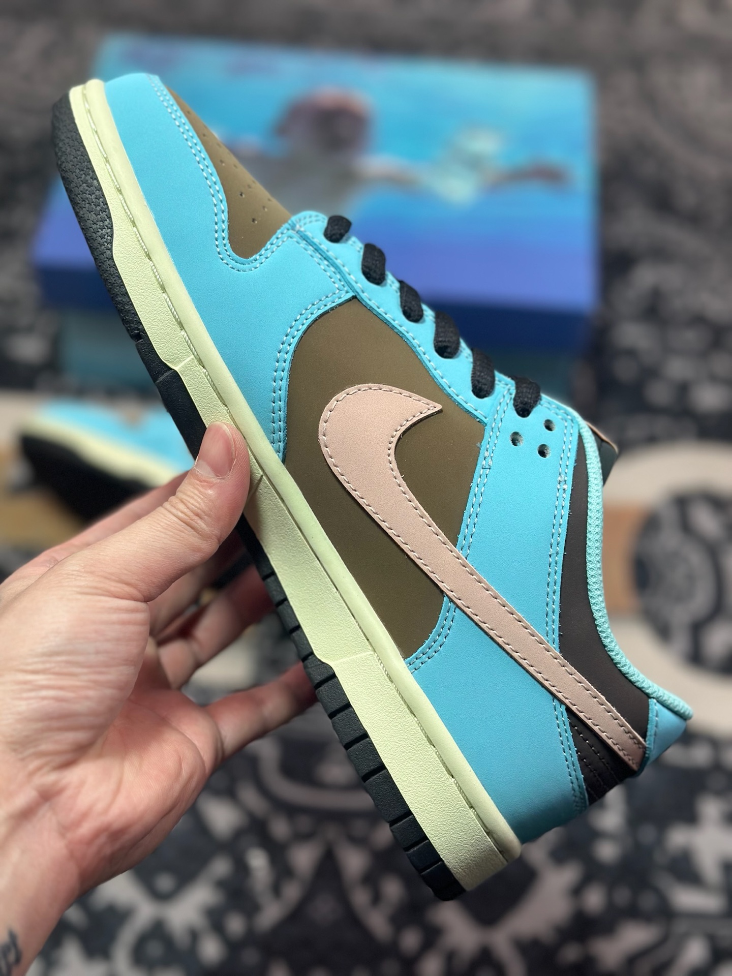 原装级别 Nike SB Dunk Low 笑脸 蓝棕 配色 低帮休闲运动滑板板鞋 MU0232-366