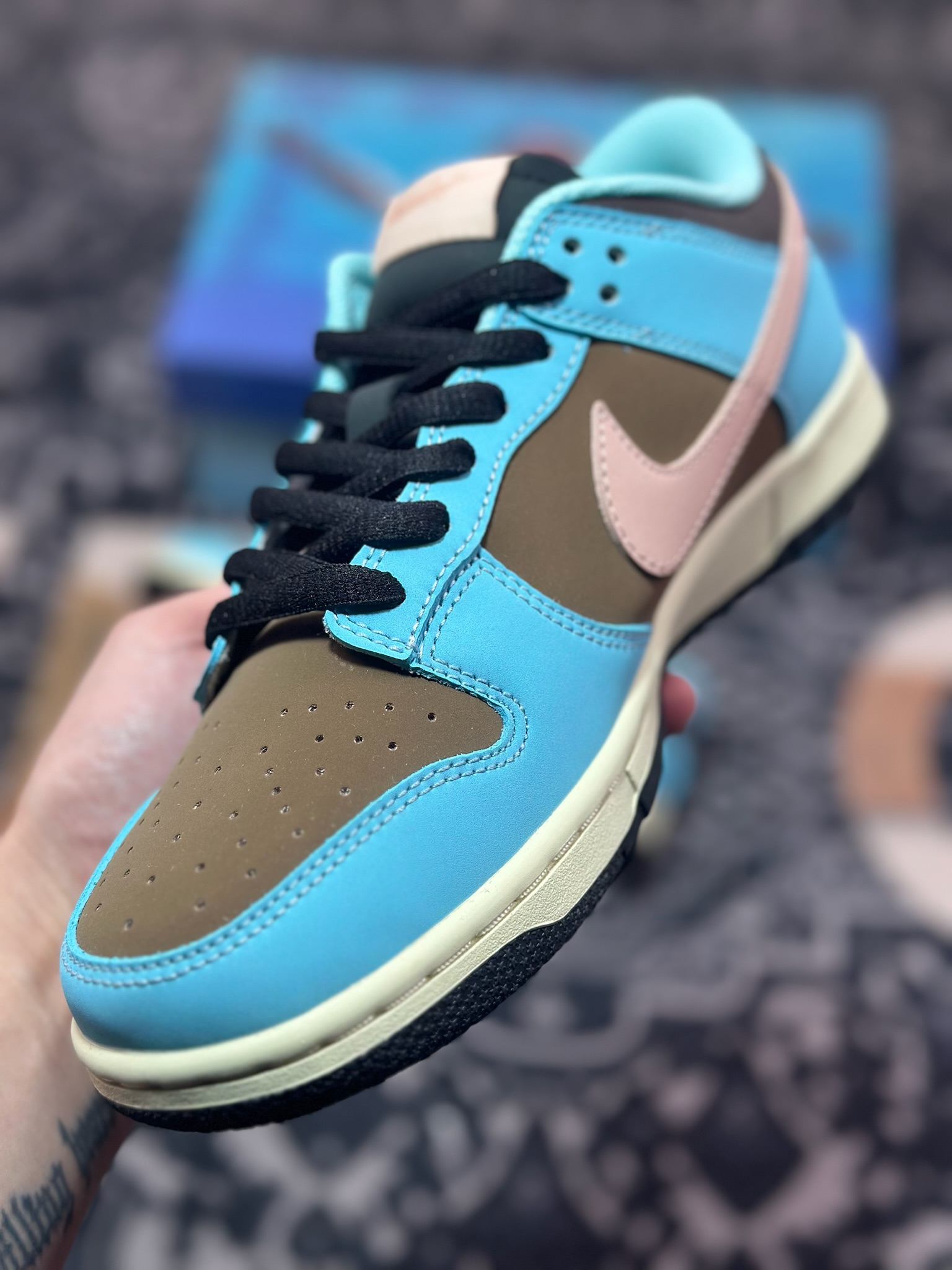原装级别 Nike SB Dunk Low 笑脸 蓝棕 配色 低帮休闲运动滑板板鞋 MU0232-366