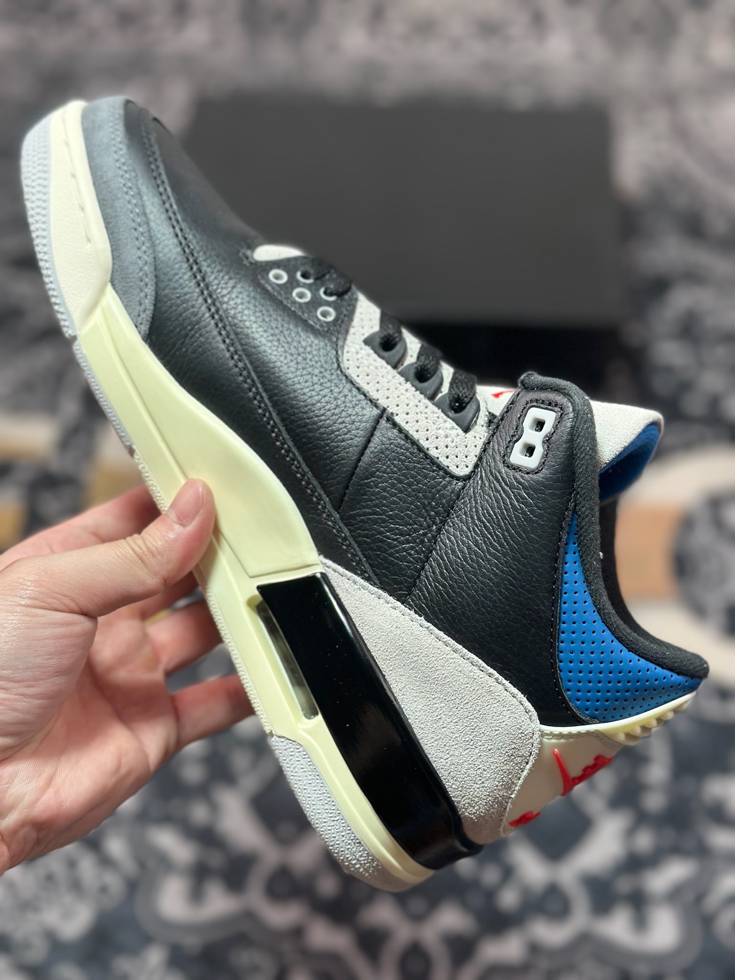 优选 原装级别 纯原 「反钩 AJ3」Nike Air Jordan 3 SP”Rare Air”迈克尔·乔丹AJ3代中帮篮球鞋“复古黑灰蓝反钩” IB8967-004