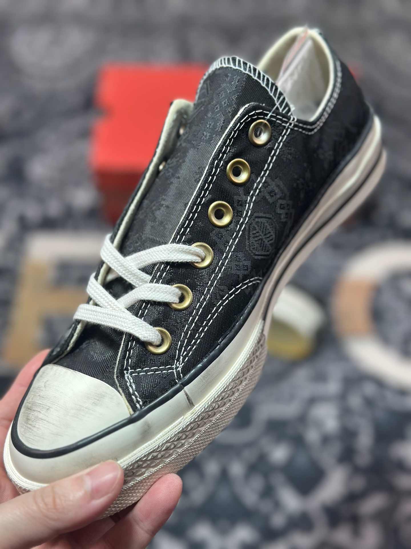 独家订单 客制联名 CLOT x Converse 撕撕乐 陈冠希 做旧荆棘黑丝绸