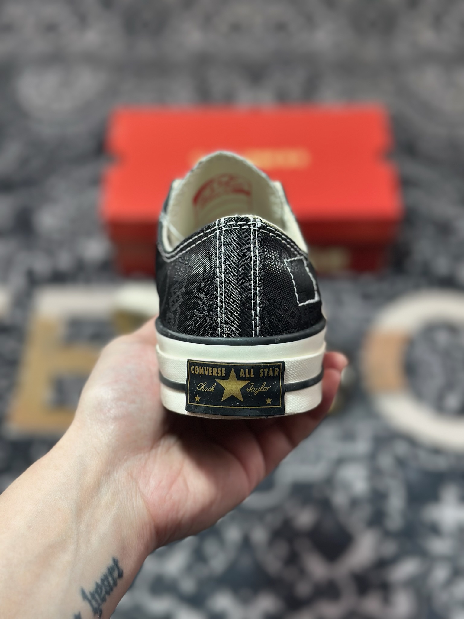独家订单 客制联名 CLOT x Converse 撕撕乐 陈冠希 做旧荆棘黑丝绸