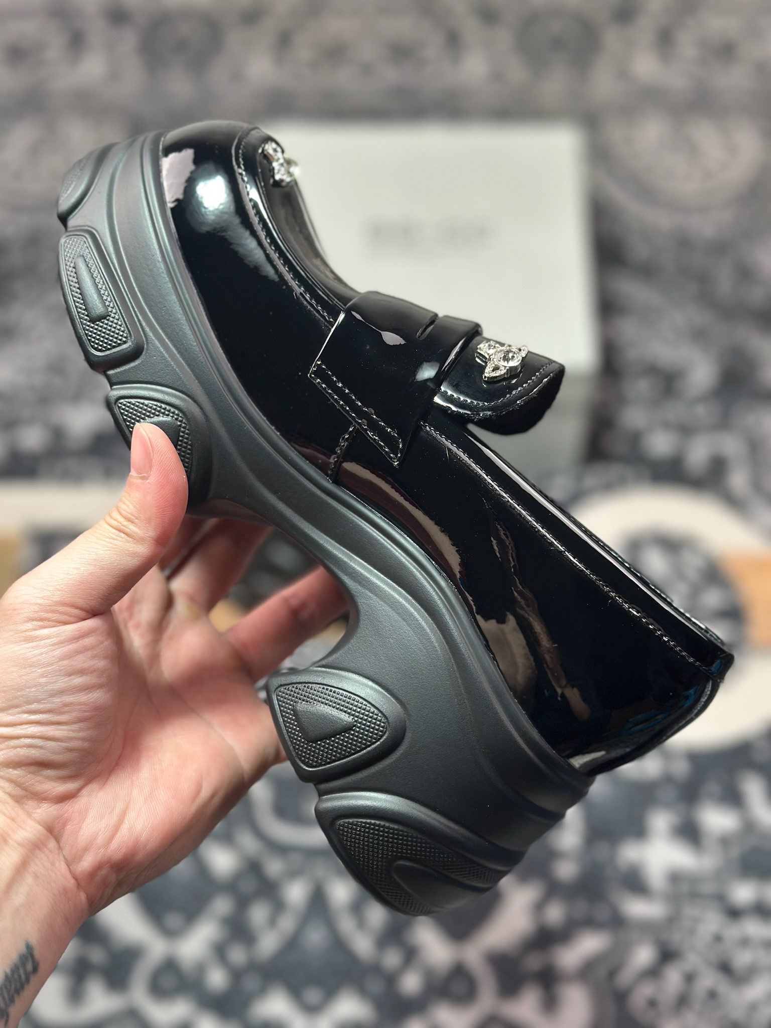 新货GG-CC【鞠婧祎同款】星系岛屿春季英伦风乐福鞋厚底增高小皮鞋